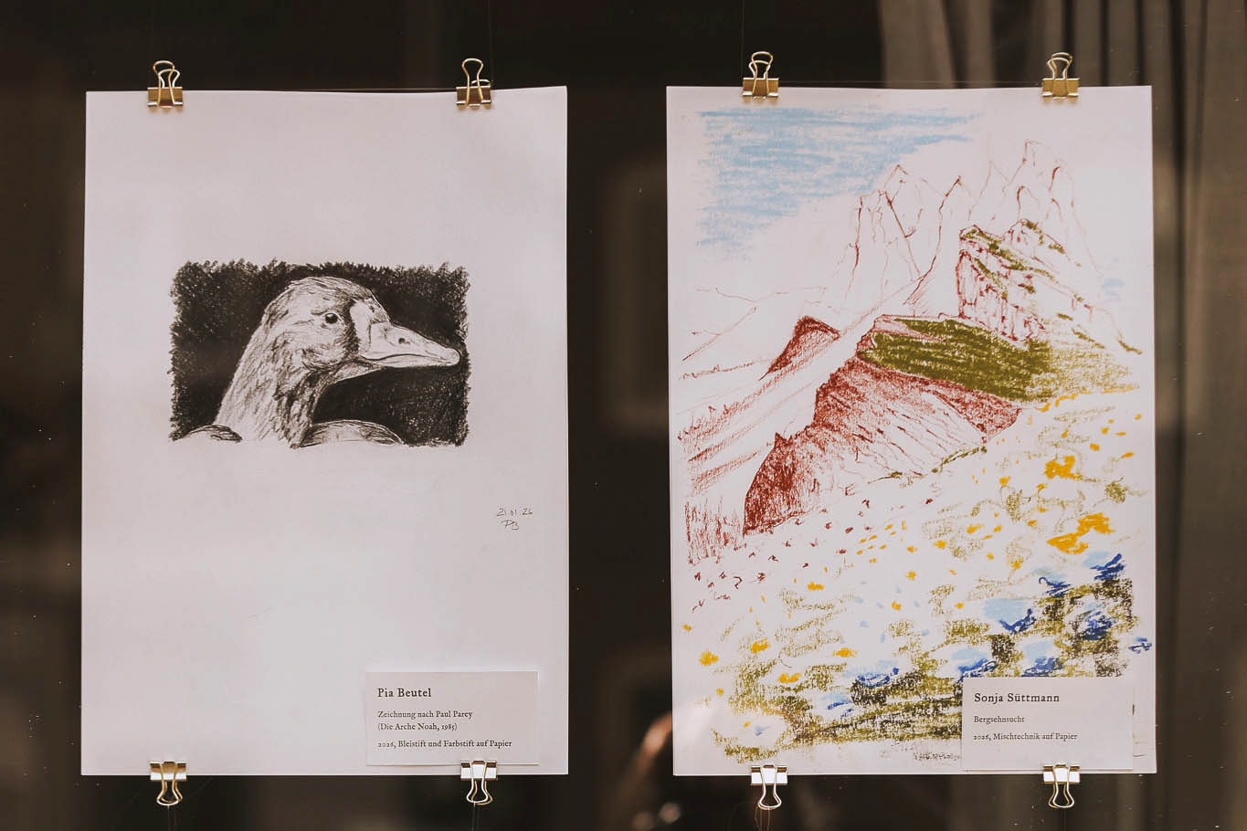 Zeichnungen der Schaufenster-Ausstellung