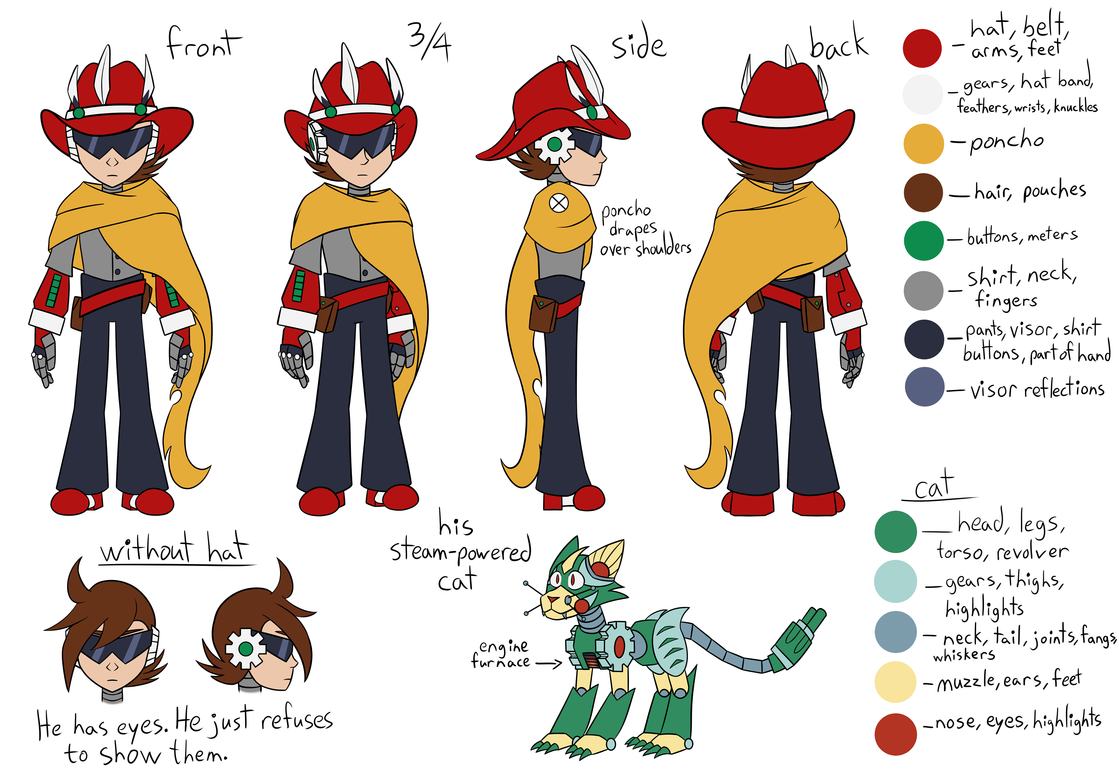 A steampunk robot bandit and his mechanical cat