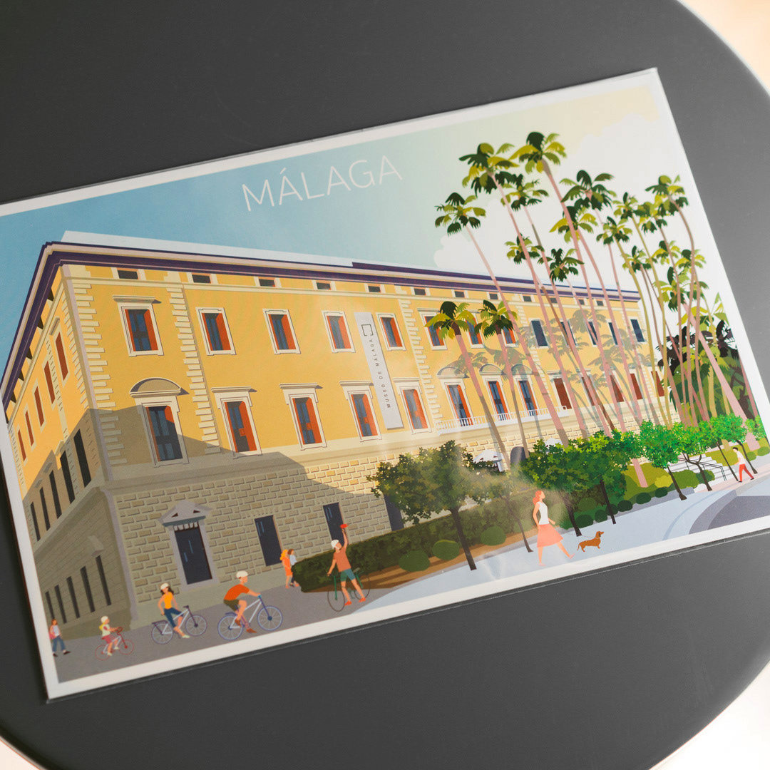 Lámina 31x21cm Edificio de Aduanas de Málaga. Notebook A6 ilustración Edificio de Aduanas de Málaga. Temporánea Concept Shop
