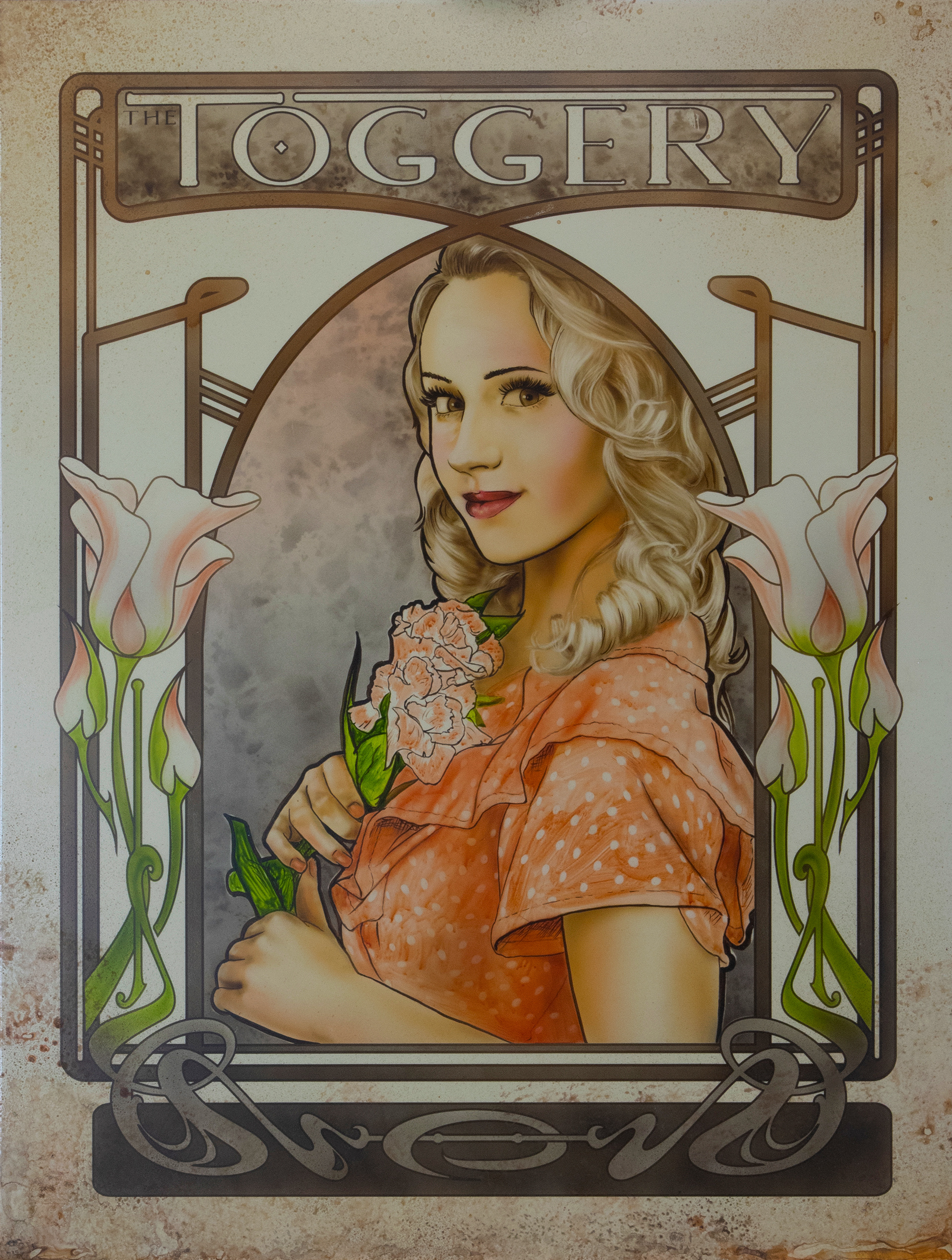 Toggery, acrylic ink on masonite board, 22"x30", 2022.