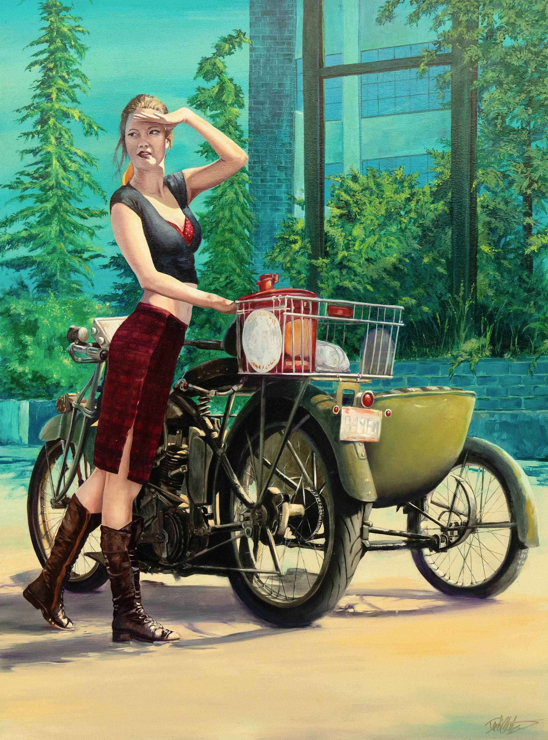 Side Car Cafe commission, oils on metal panel, 24"x30", 2019
