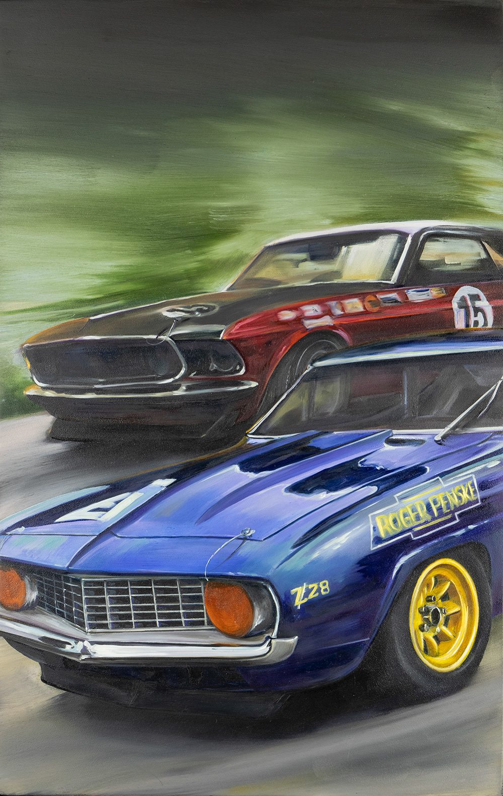 For the Lead, 2021, oil on masonite board, 12' x 18.