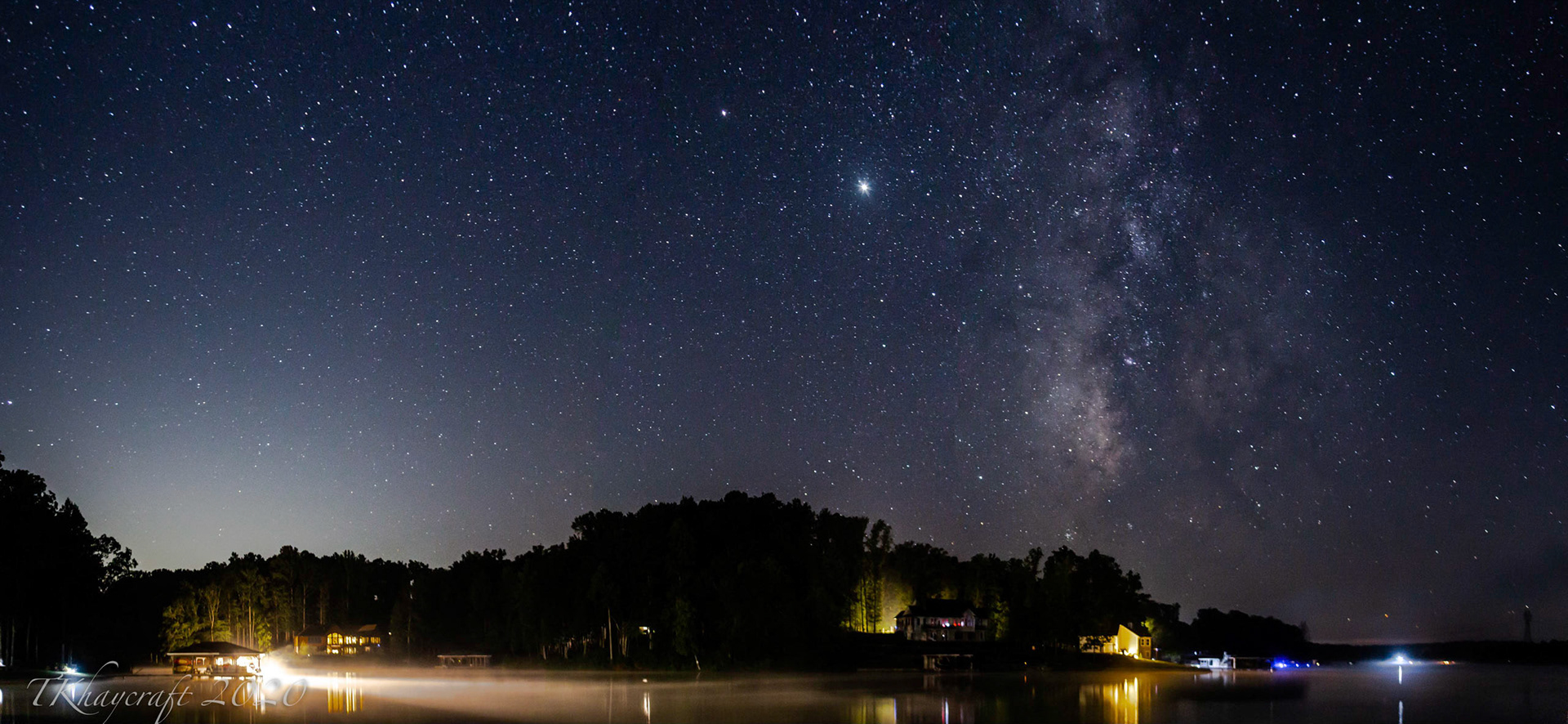 Milky Way panorama over Lake Anna, Virginia