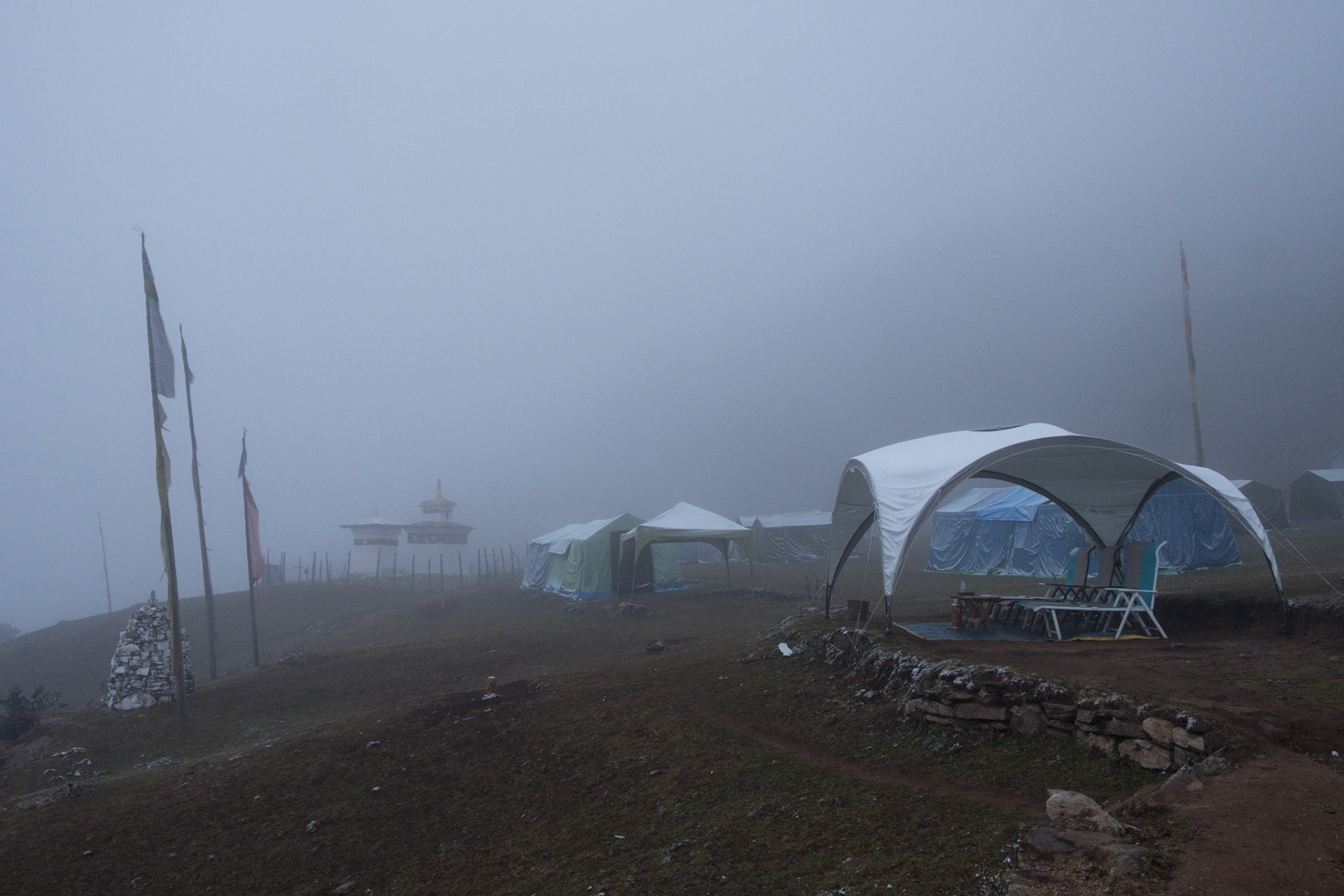 In the clouds, can’t even see Bumdra monastery!