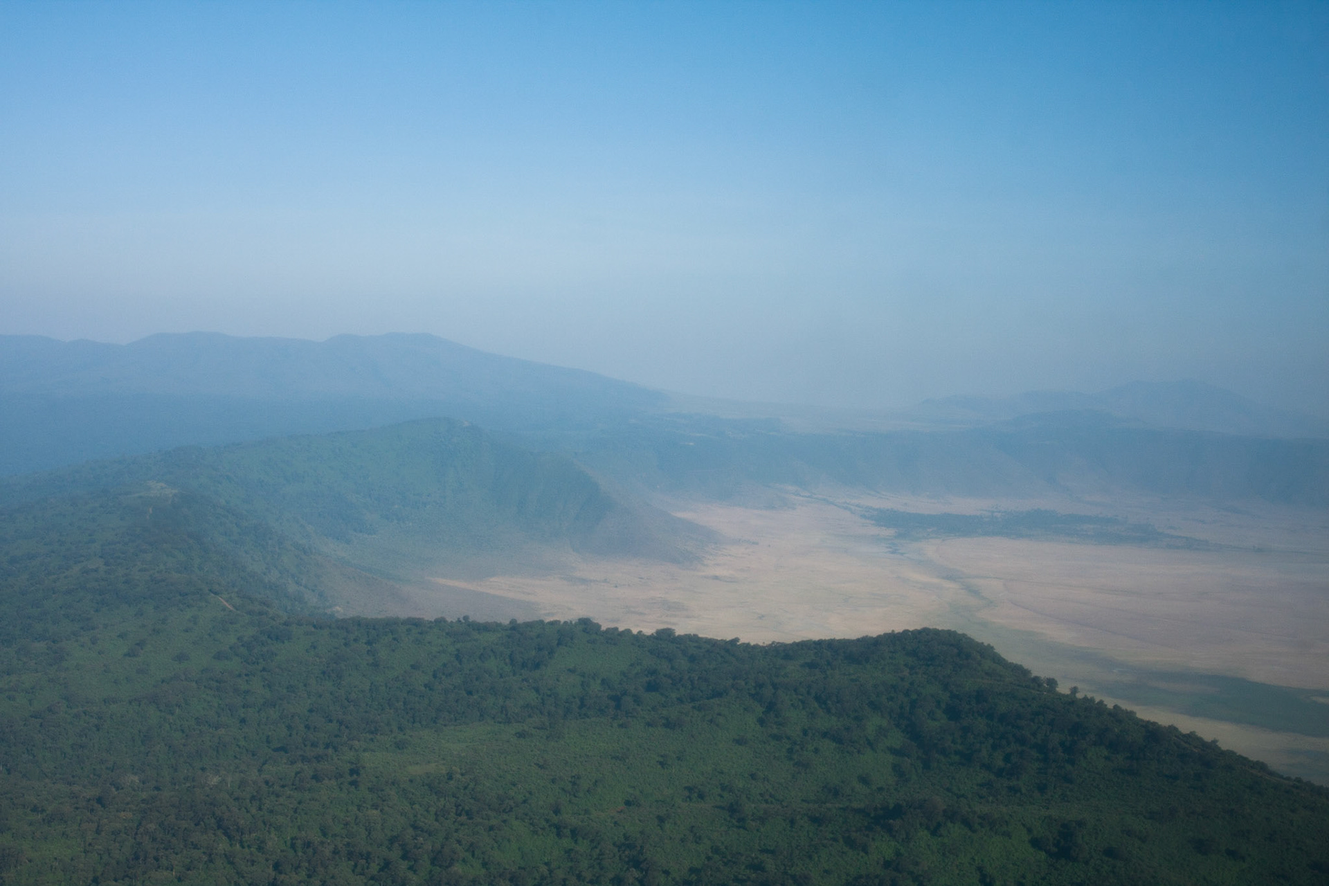 Flying over the Ngorongoro Crater
