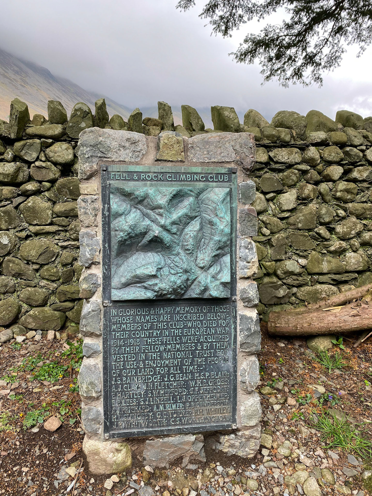 Memorial outside St Olaf’s church, which used to be on top of Great Gable