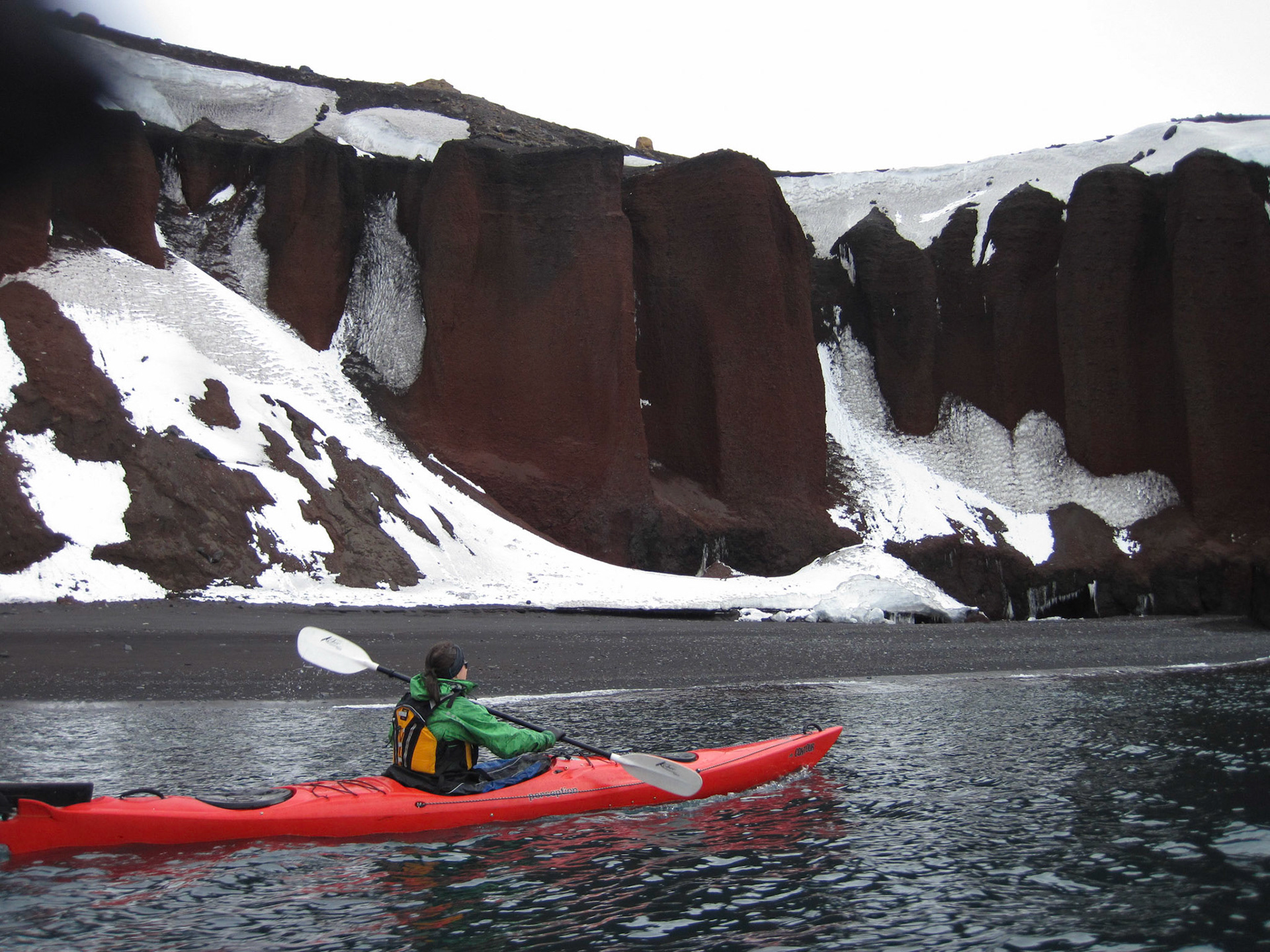 Elizabeth kayaking at Deception Island