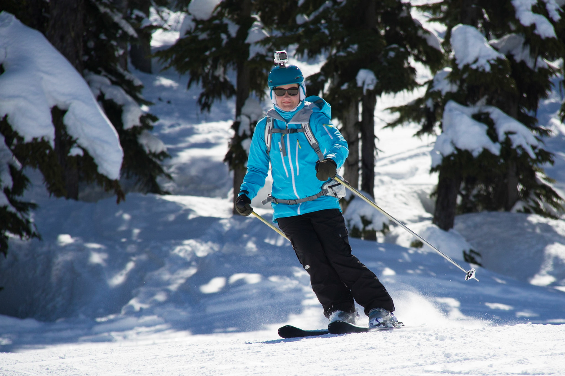 Sue skiing