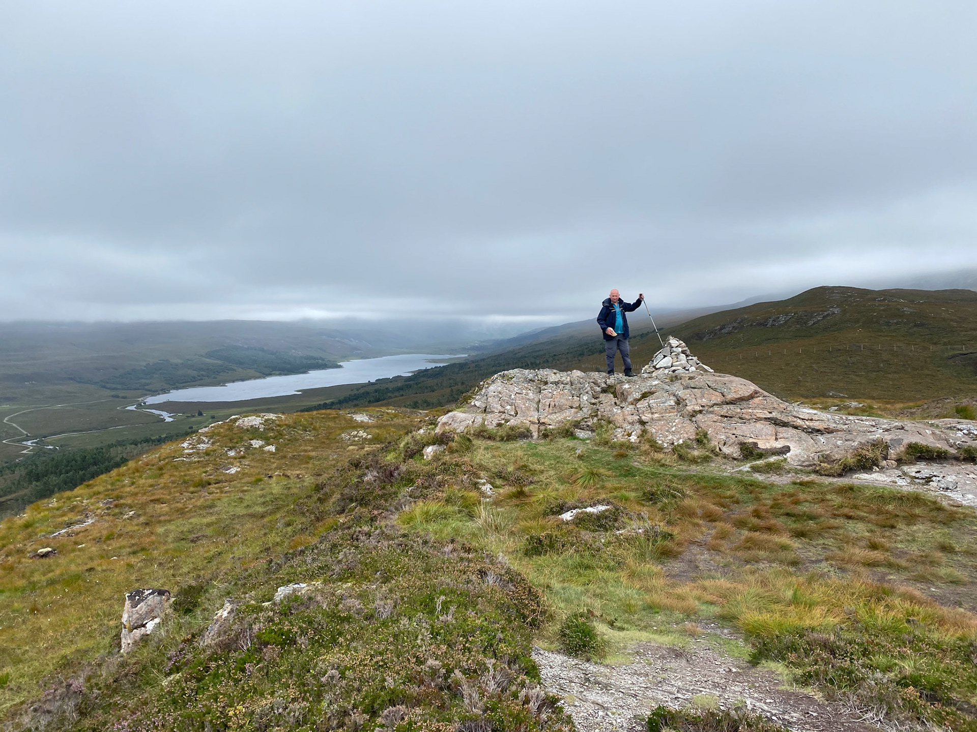 At the summit of Meall Mor, with Loch Achall in the distance