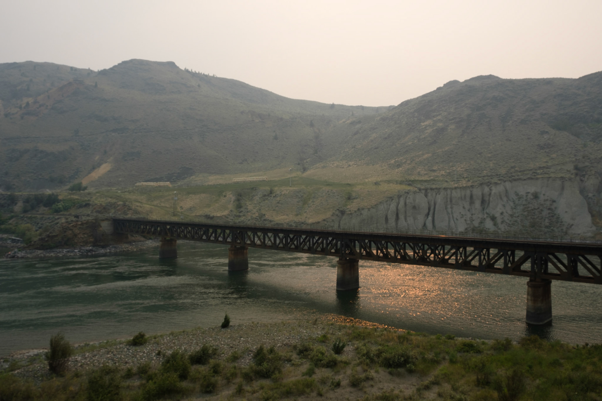 Hazy, smokey view of the Thompson River