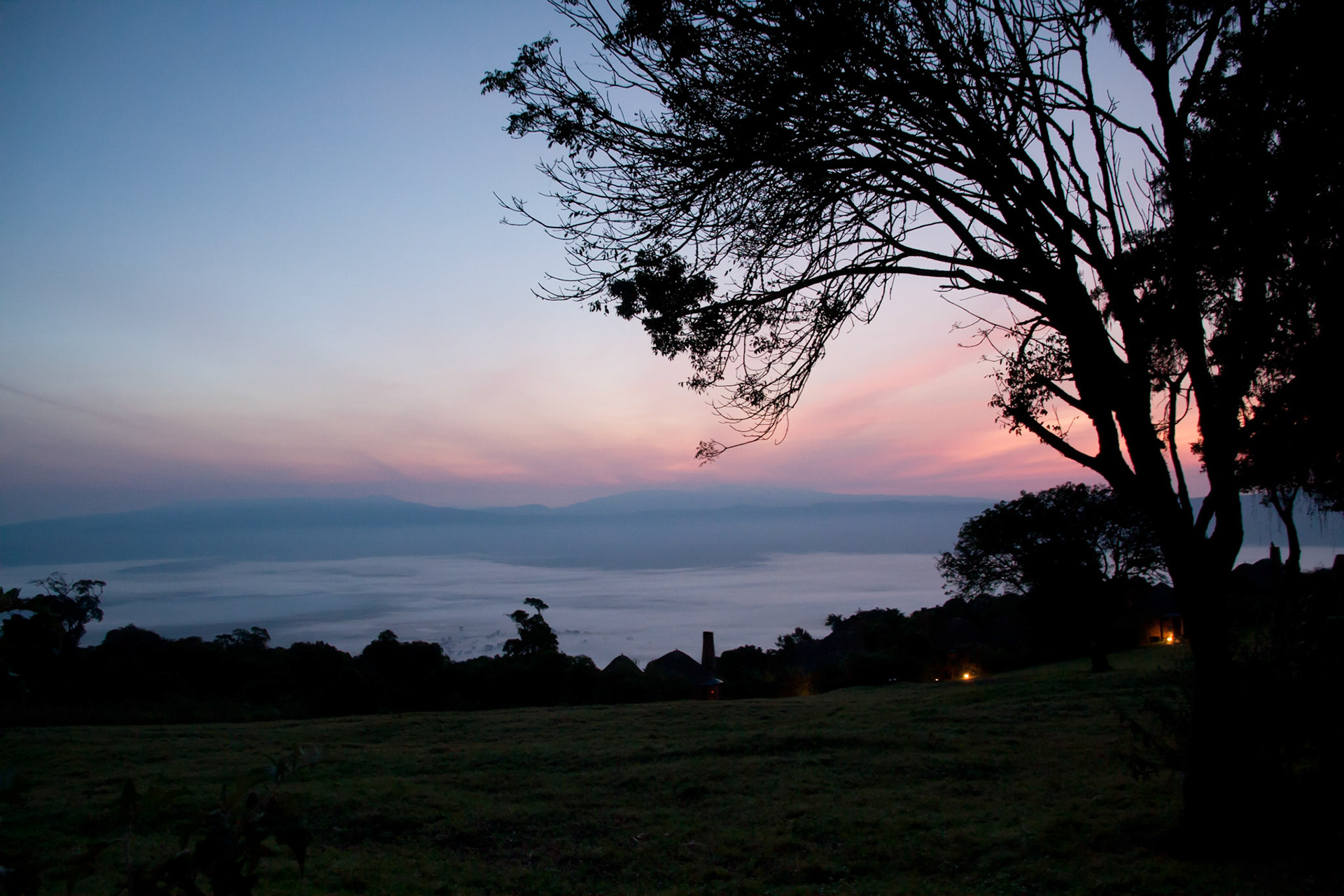 Sunrise over the crater