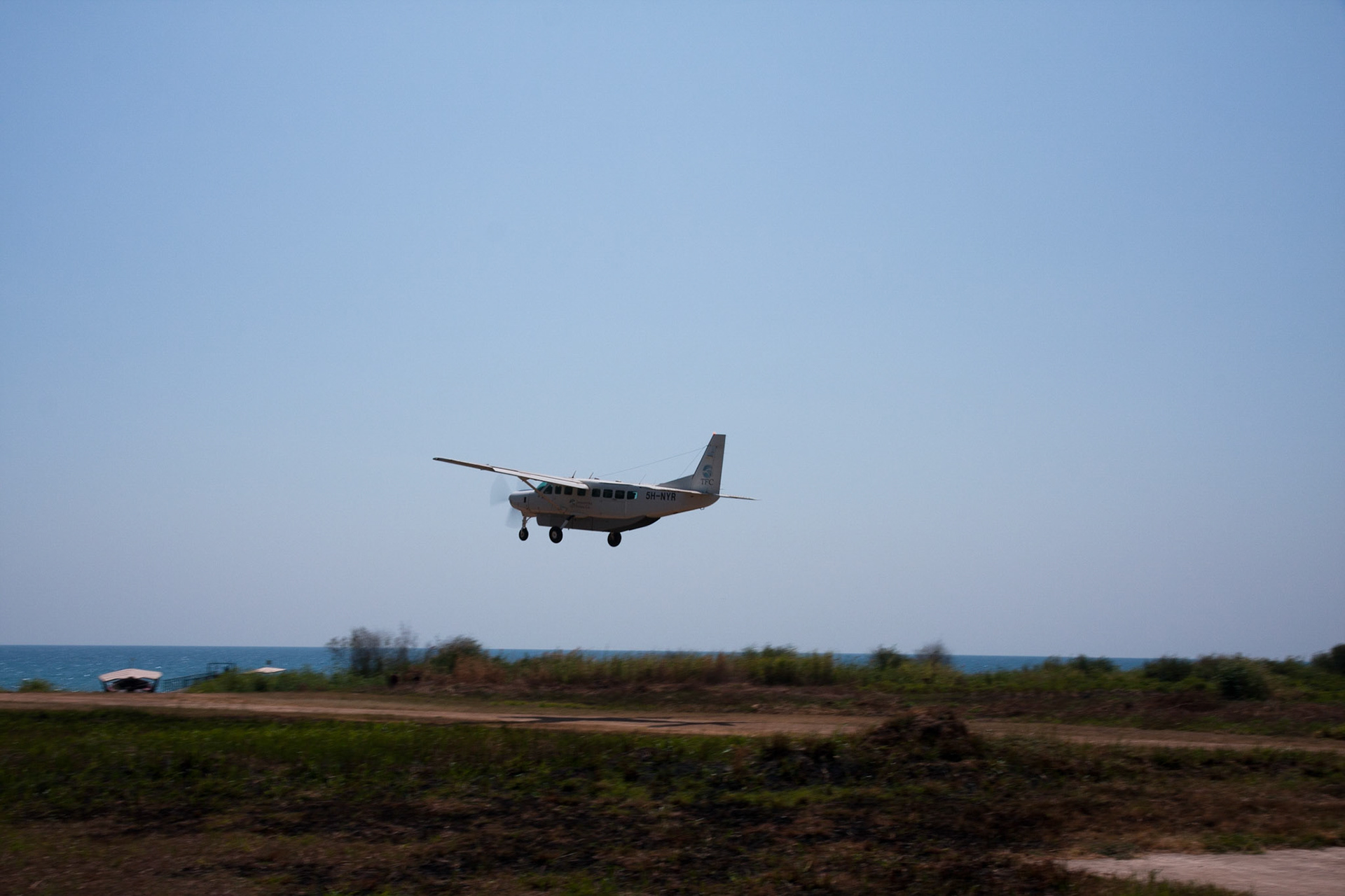 Our plane taking off from Mahale airstrip