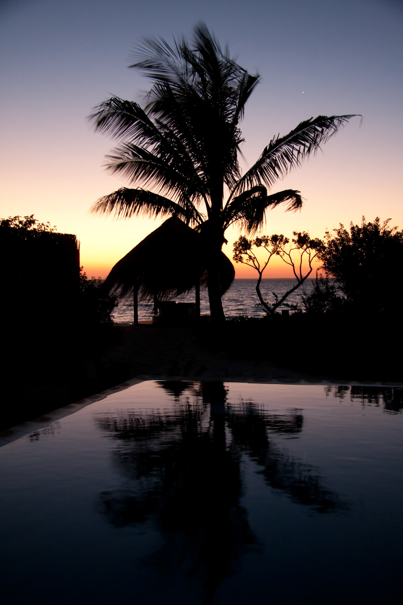 Our pool at sunset