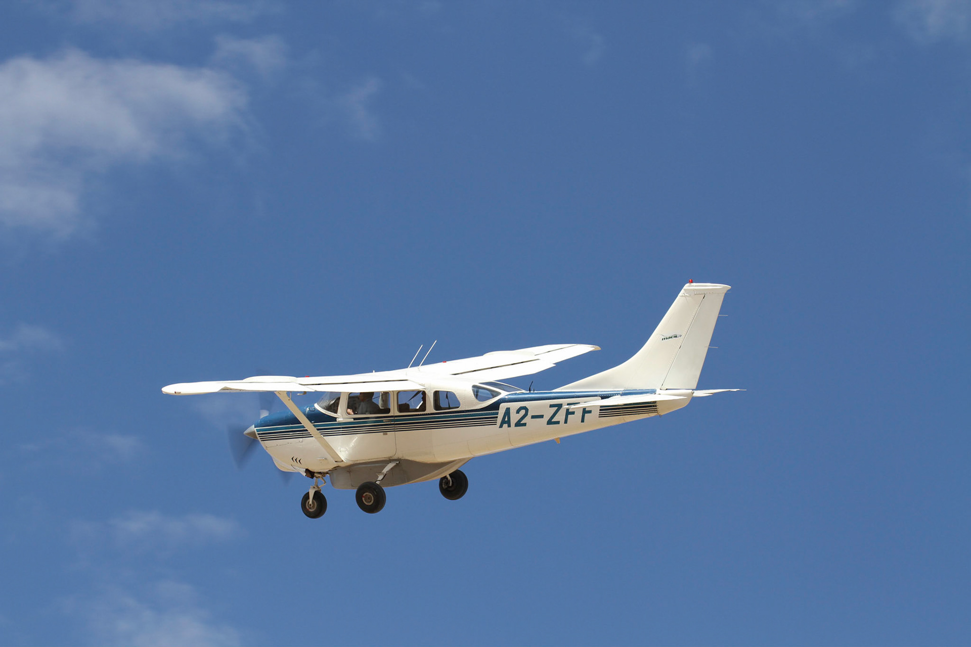A 4 seater Cessna, one of the many small planes in Botswana