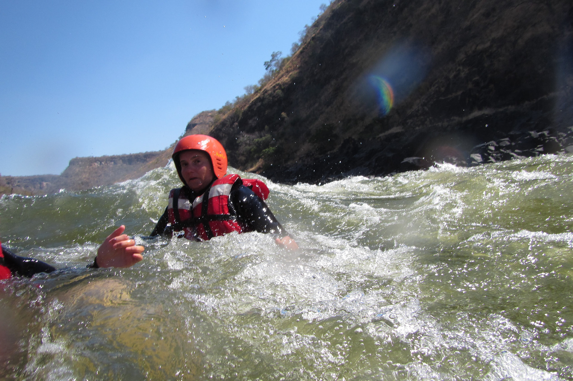 Jumped in deliberately for the last rapid - Sue's not conviced!