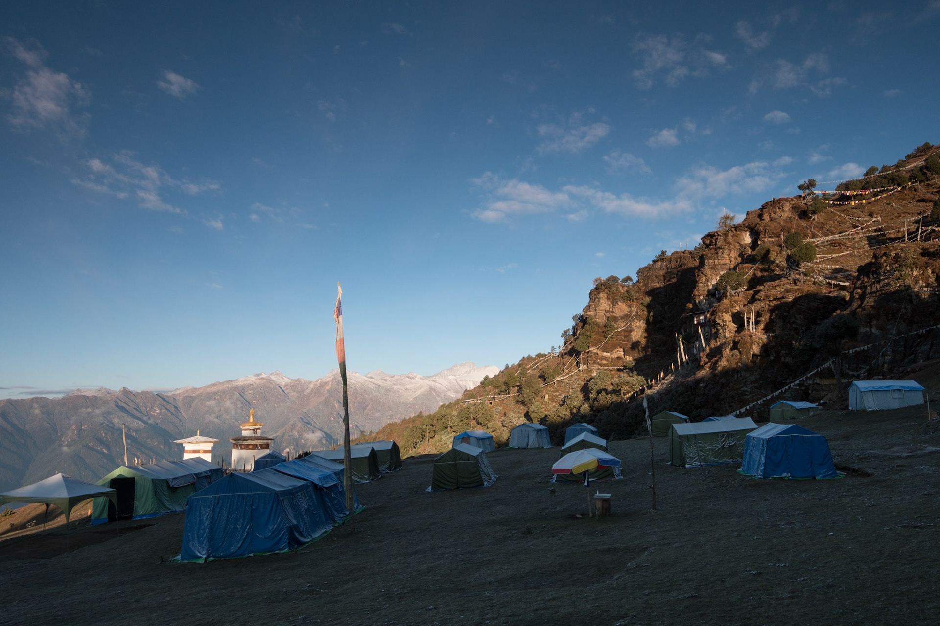 Bumdra camp at sunrise
