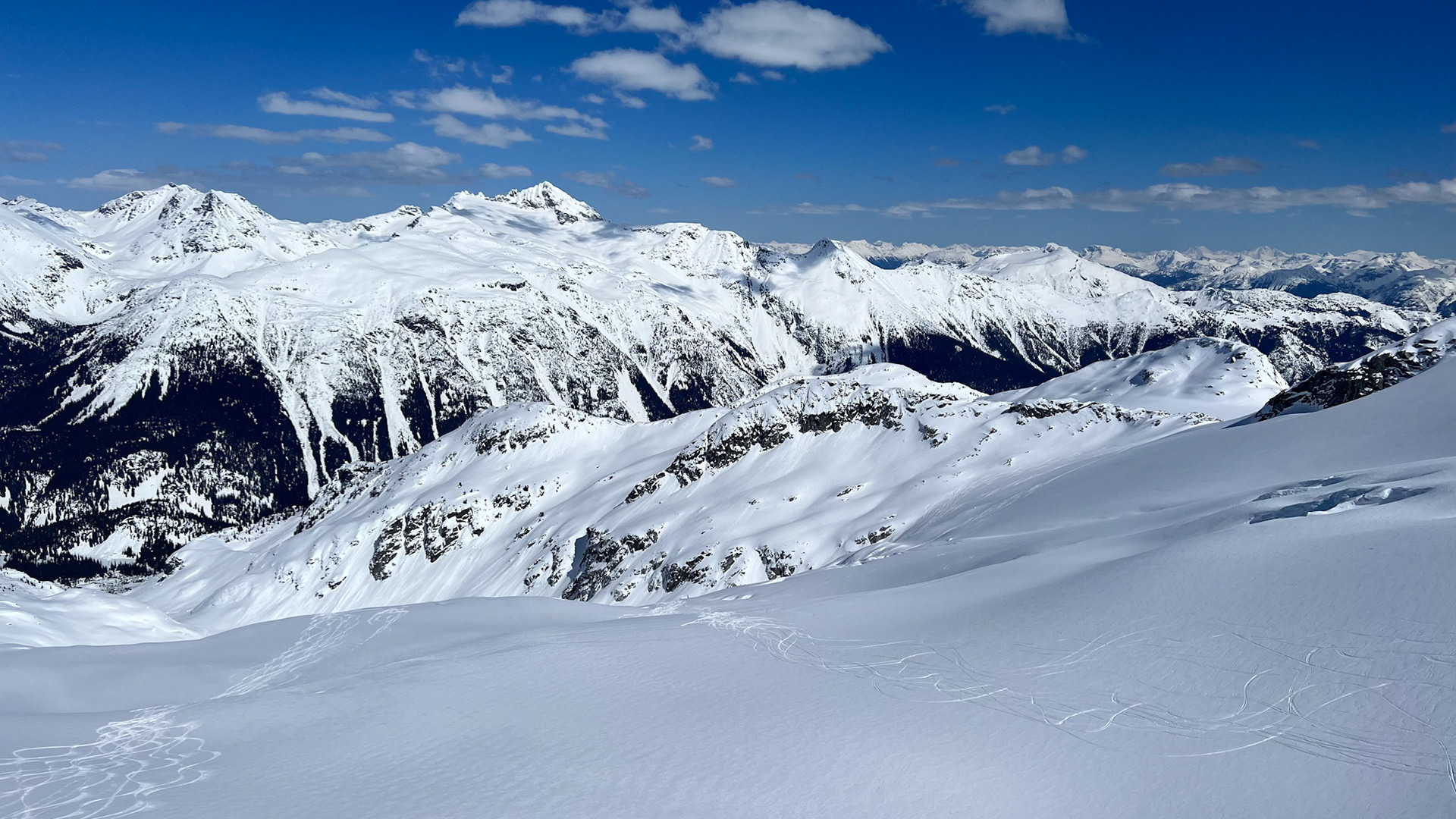 Heli-boarding on a glacier
