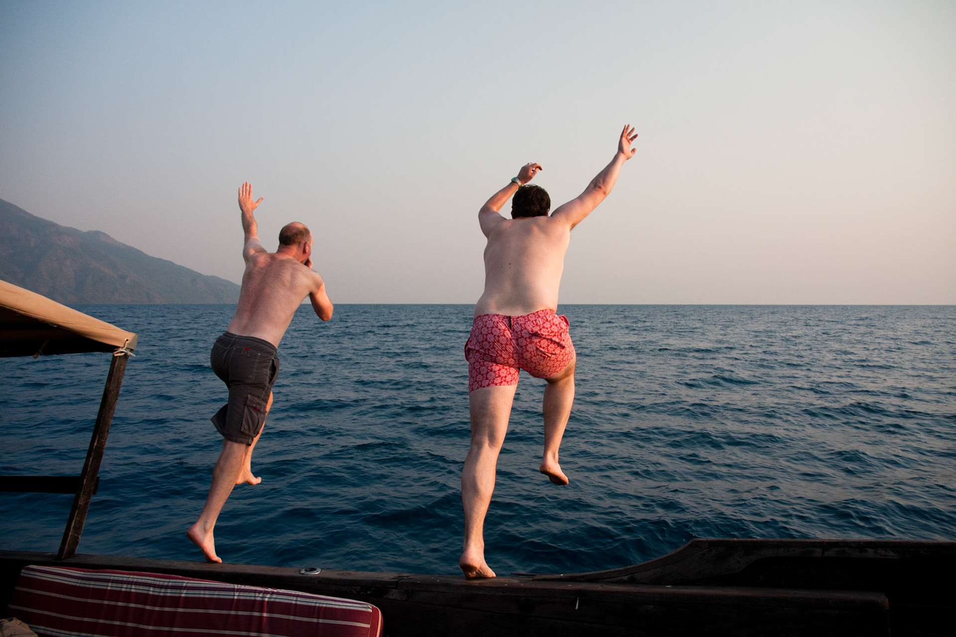 Jumping into Lake Tanganyika