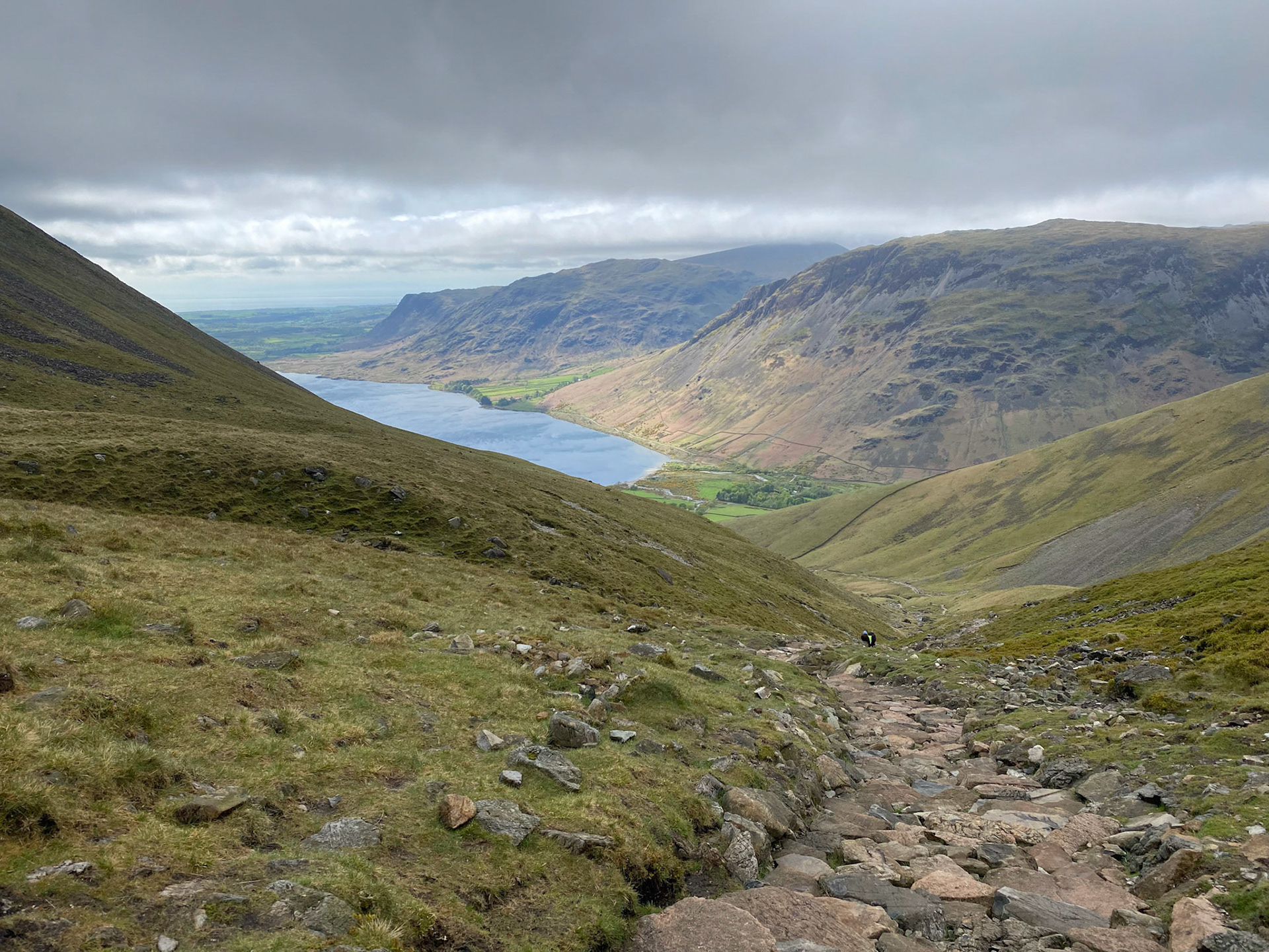 Clouds lifting… Wast Water from Scafell Pike path