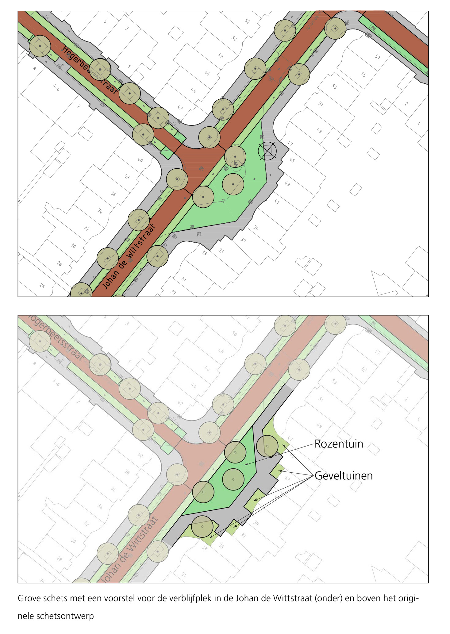 Schetsje voor de rozentuin aan de Johan de Wittstraat