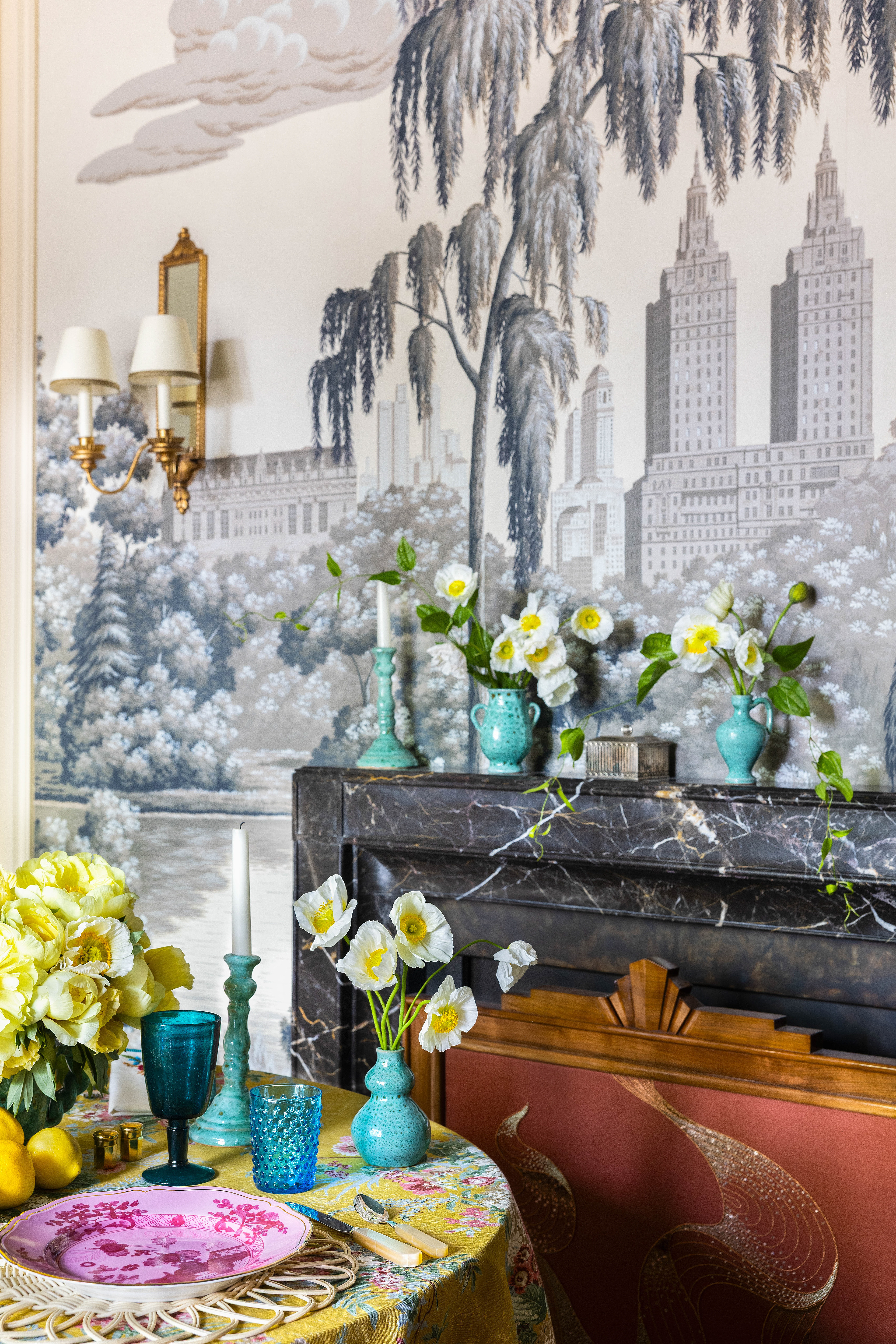 Tablesetting in the deGournay showroom featured in Cottages and Gardens October 2025, photographed by Hayley Ellen Day
