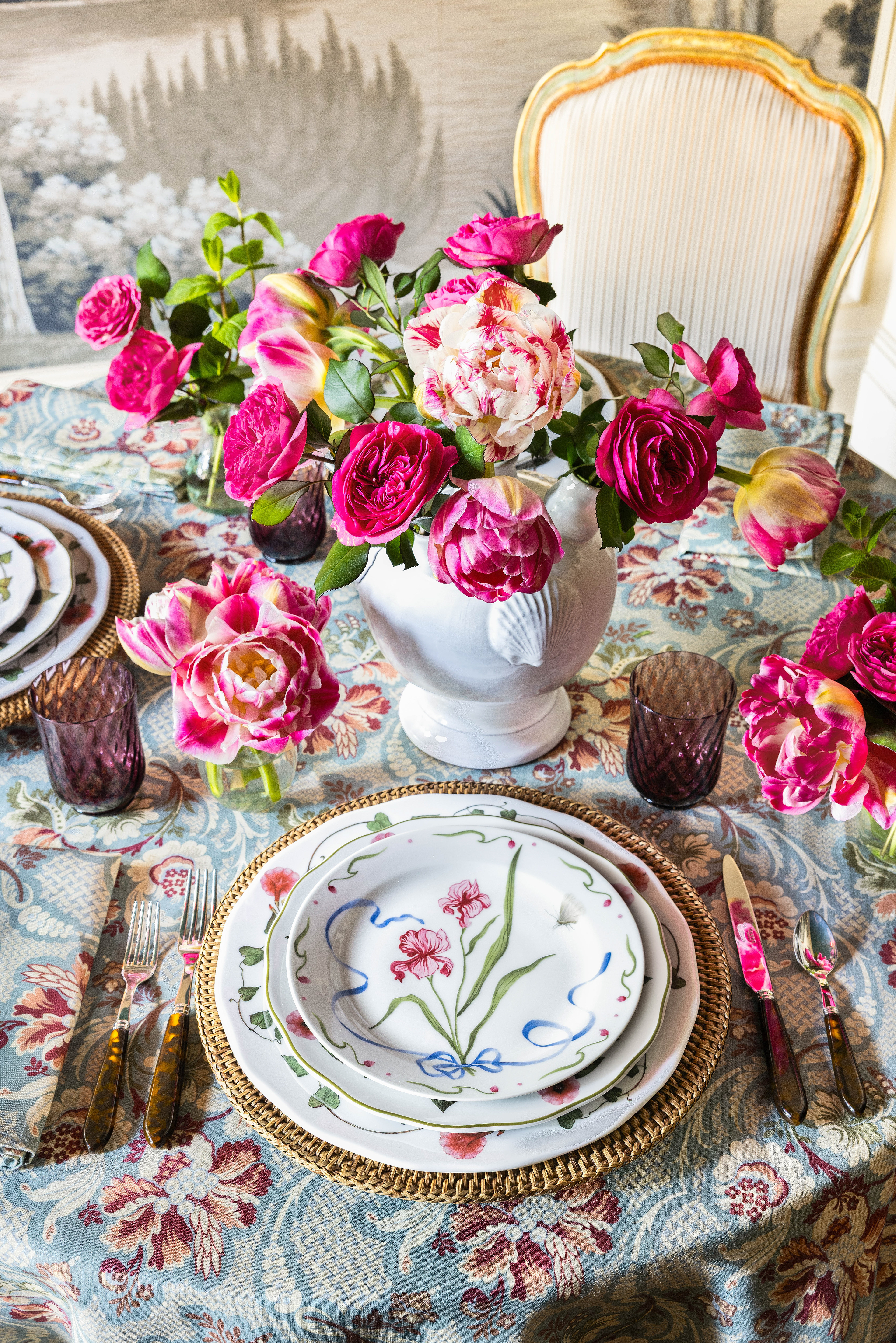 Tablesetting in the deGournay showroom, photographed by Hayley Ellen Day