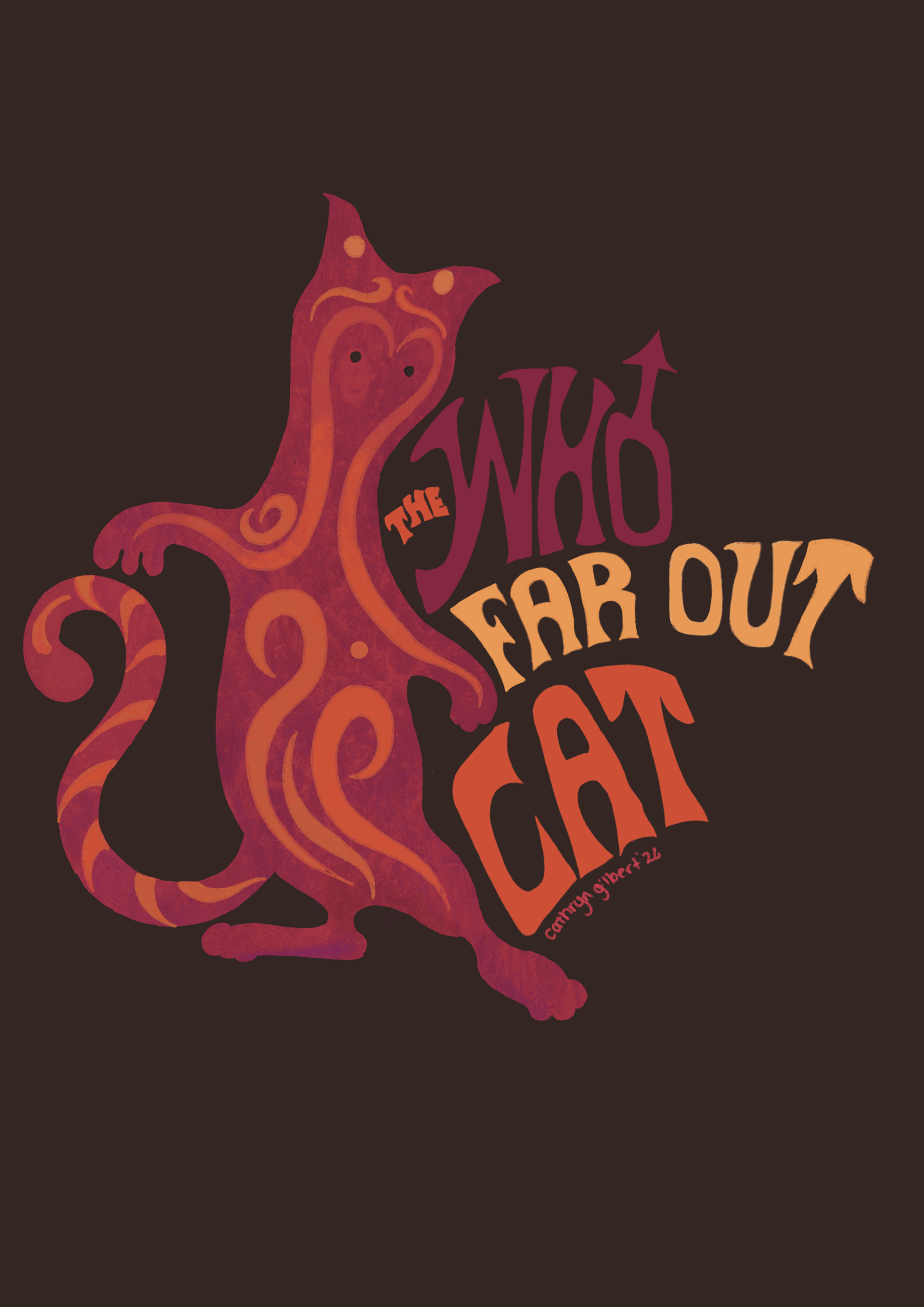 Funky hand-lettering with a cat