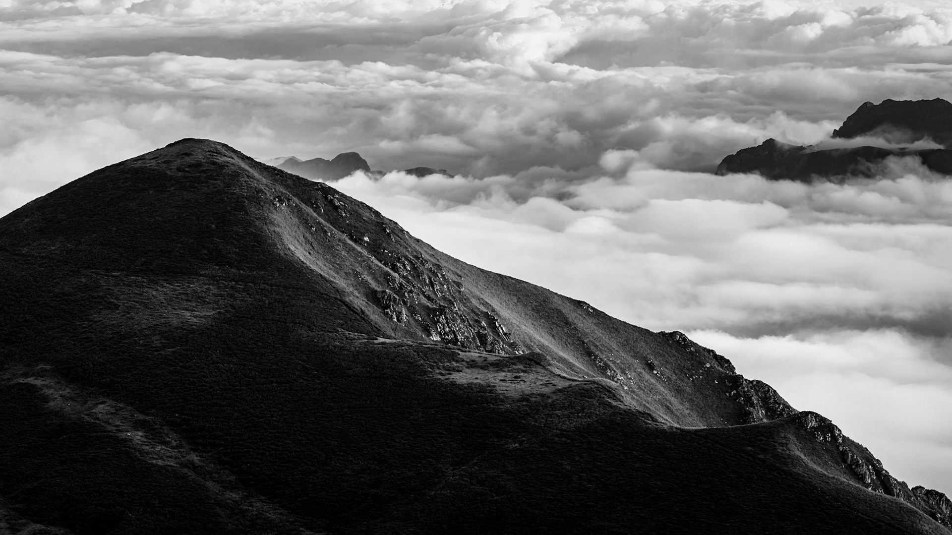 UP AND ABOVE black and white