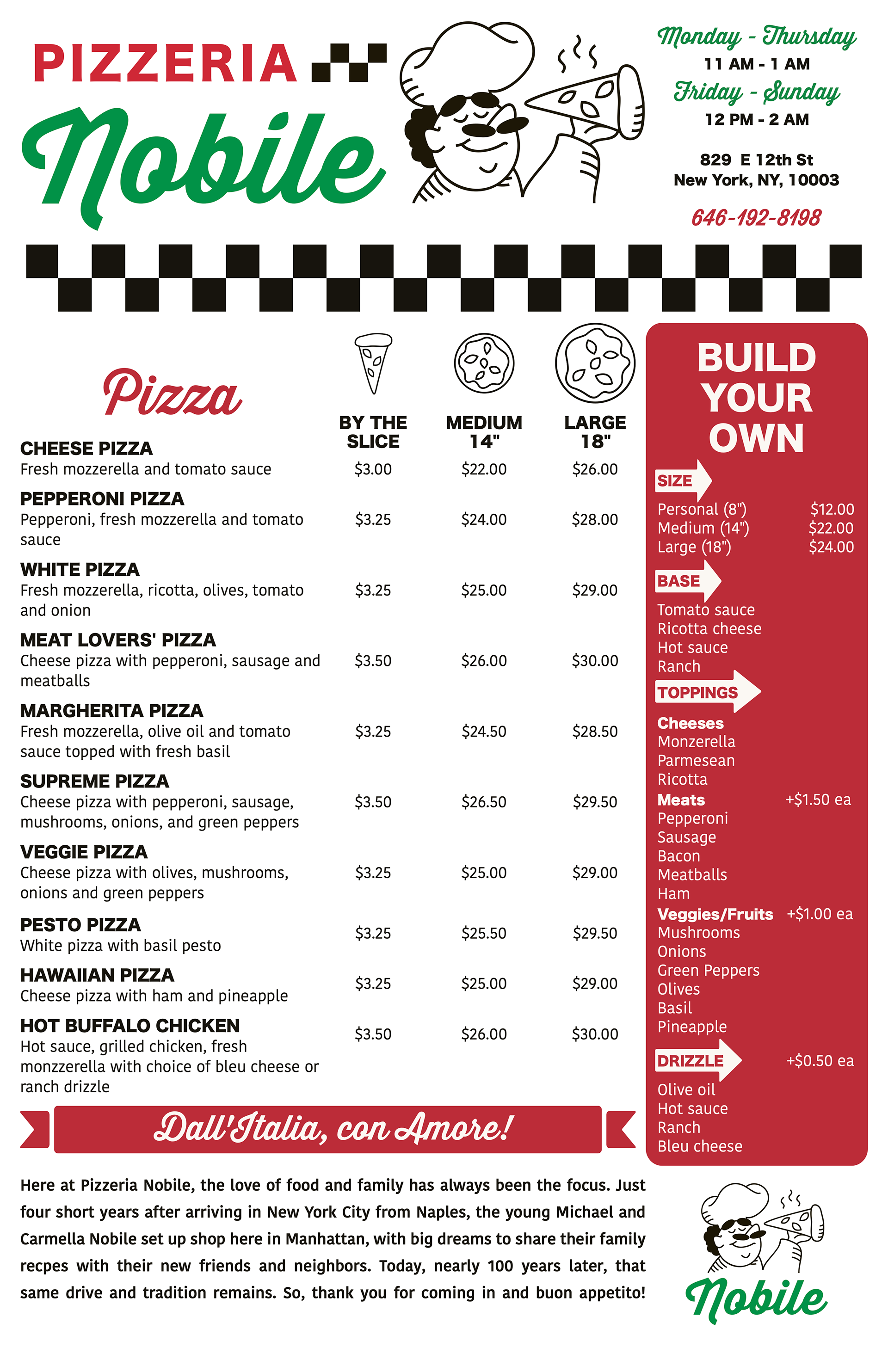 Front of Menu