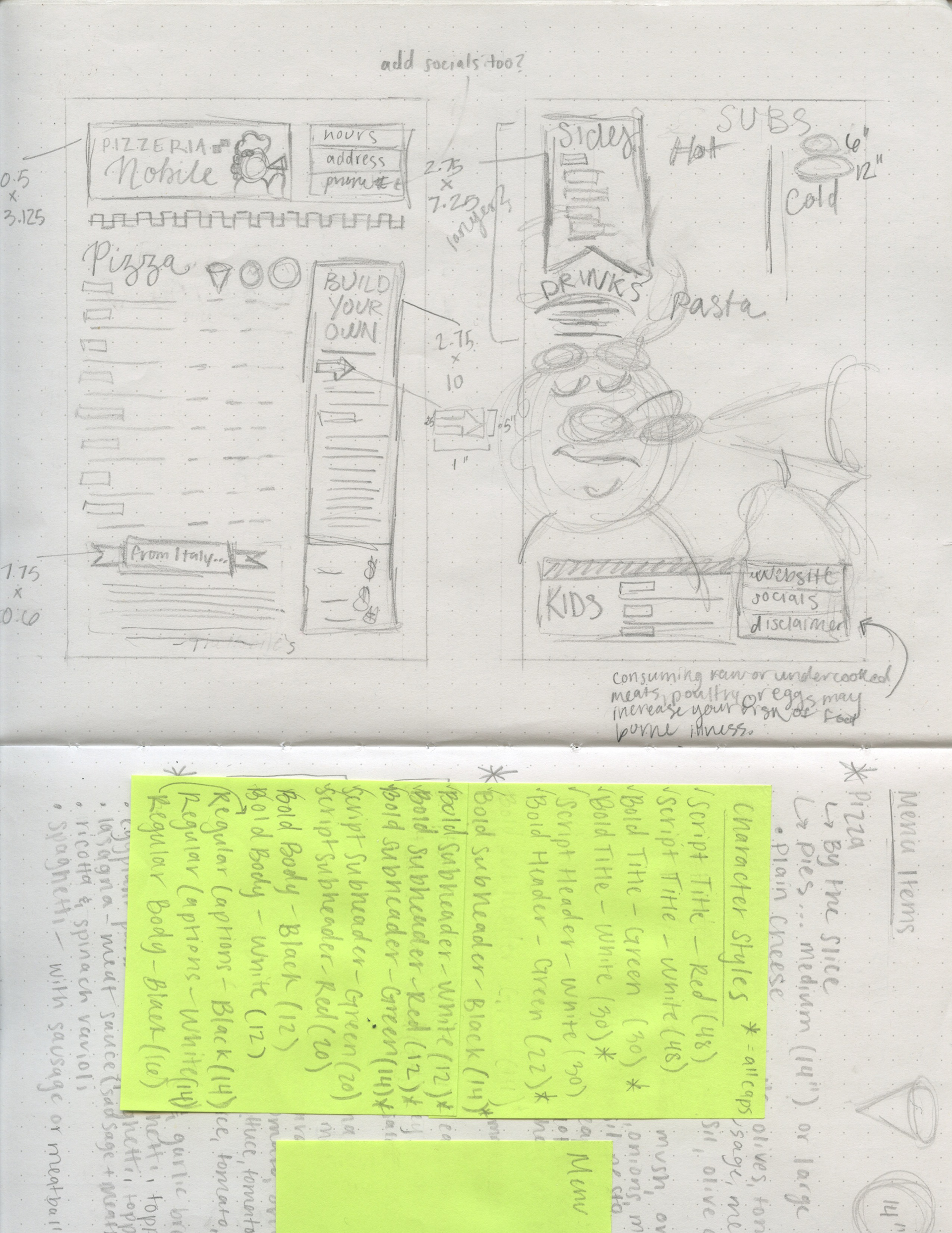 Menu Layout Sketch