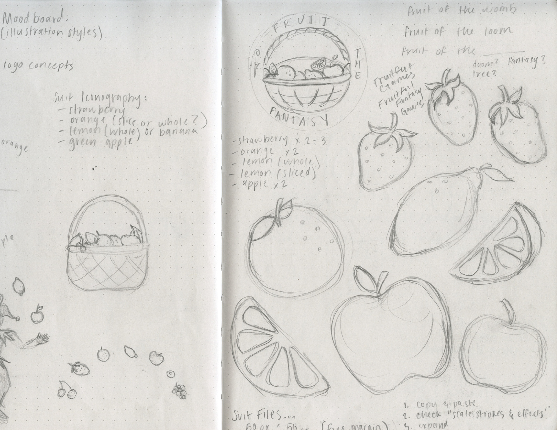 Initial Logo & Suit Illustration Sketches