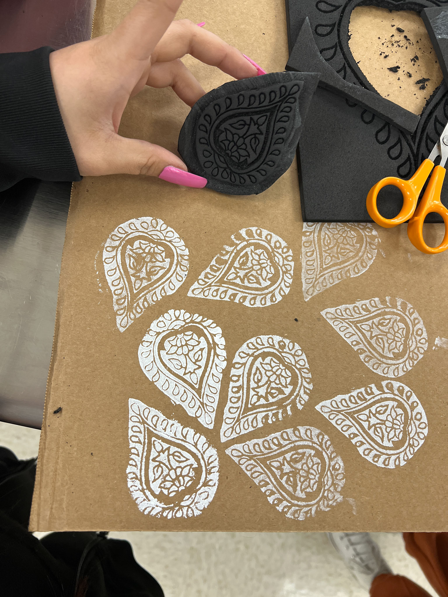 Laser cut foam block print