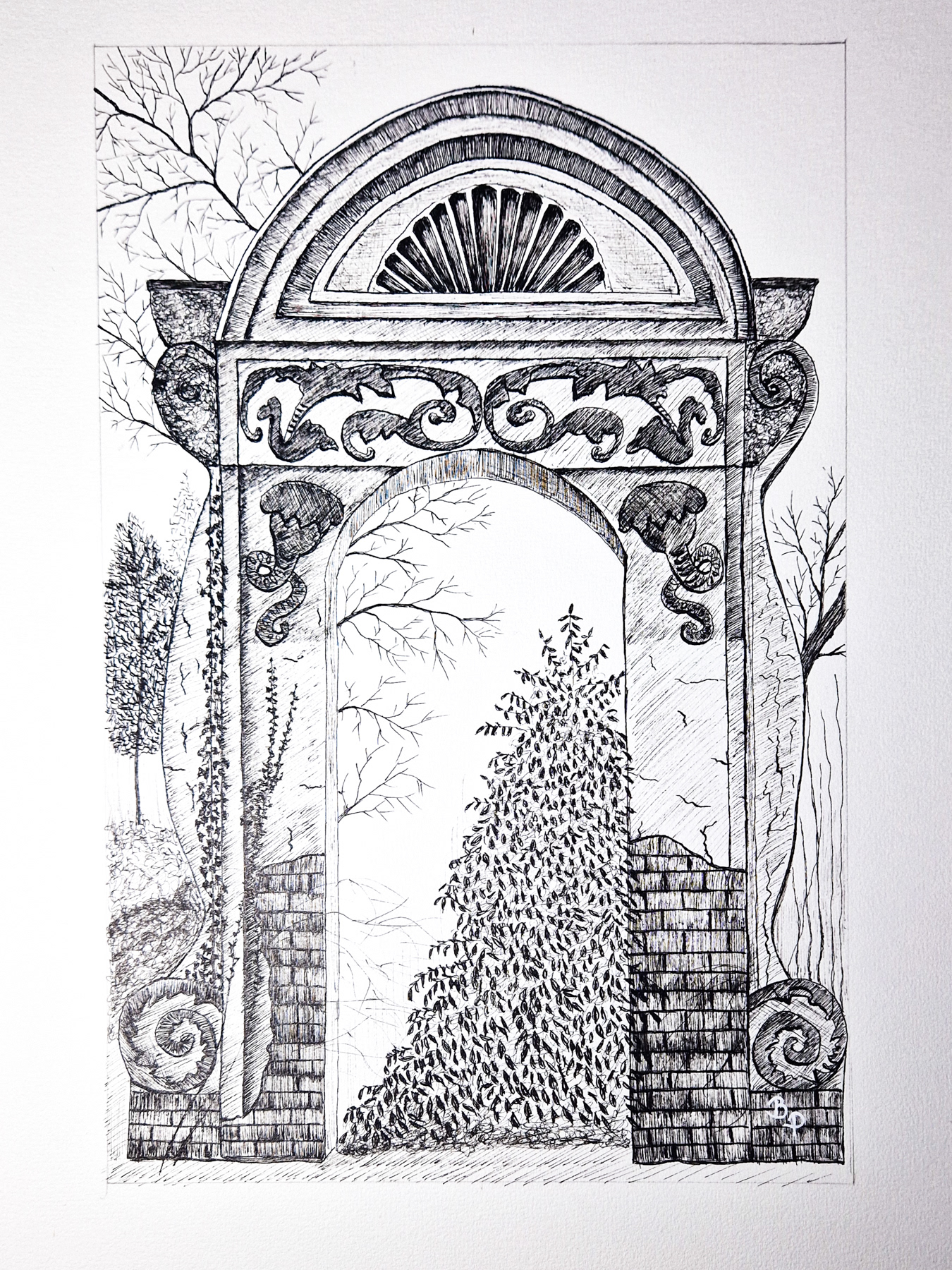 Ruine... encre de Chine - 30x40 - Février 2024
