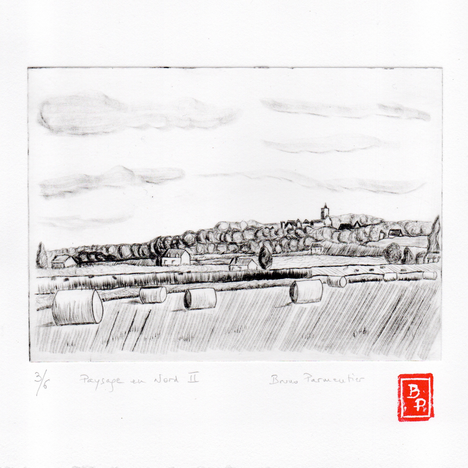 Paysage en Nord (pointe sèche 2025)