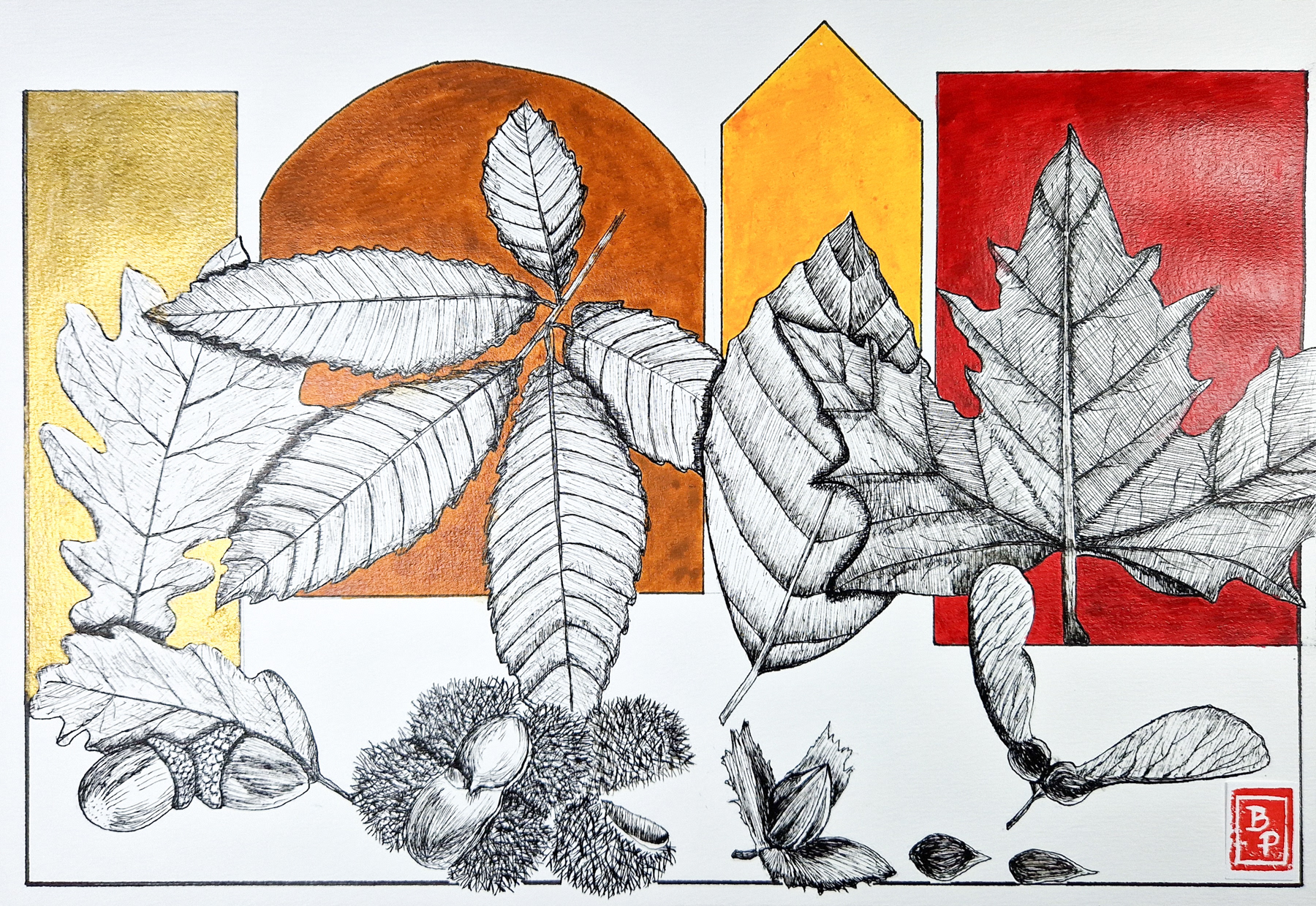 "Graine de..." : encre de Chine, encres acrylique (30 x 40 cm - Janvier 2024)