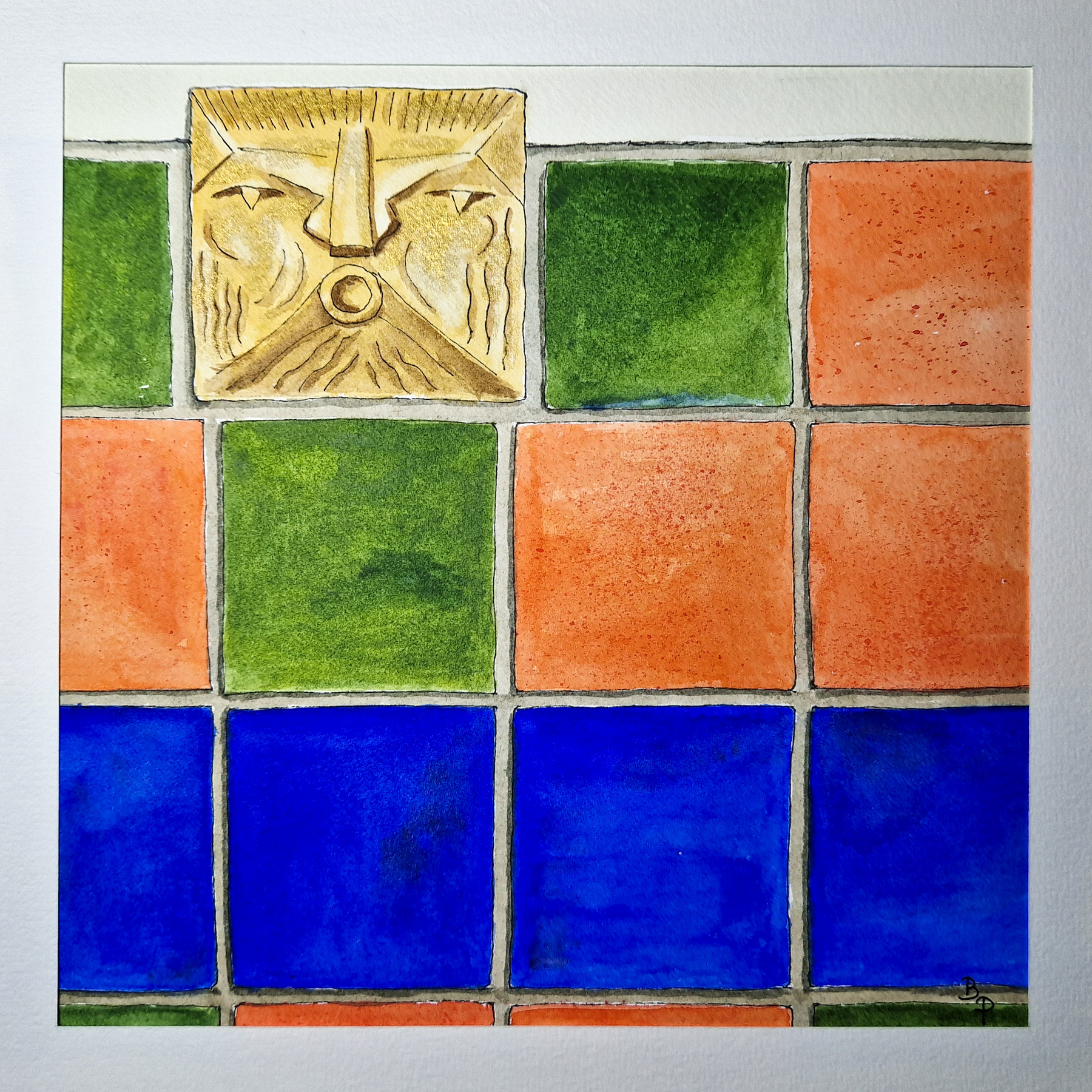 Façade à Lambersart - Aquarelle et pigment liner (Exposition au Colysée avril-mai 2024)