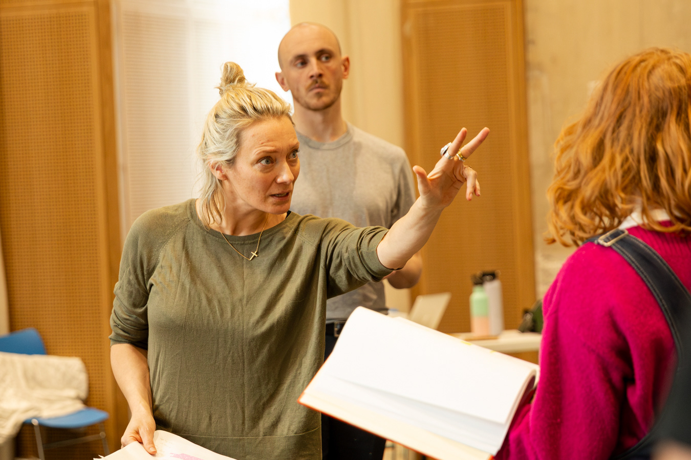 Richard, My Richard rehearsals - Philippa Gregory's debut play at Shakespeare North Playhouse. Co-produced by Shakespeare North Playhouse & Theatre Royal Bury St Edmonds. Directed by Katie Posner.