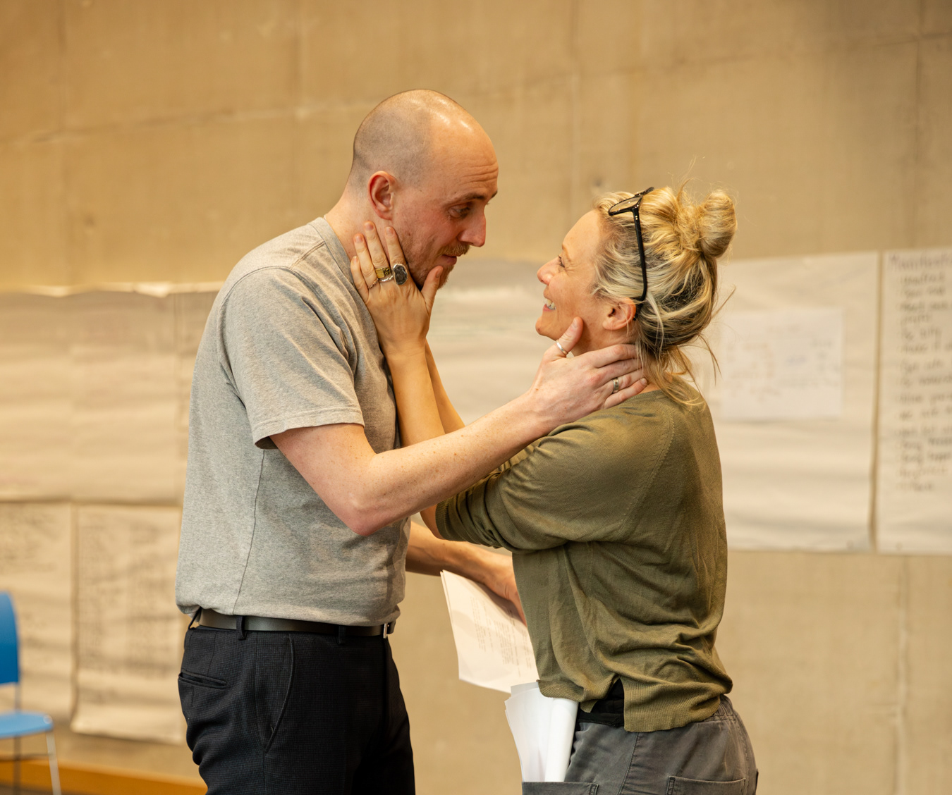 Richard, My Richard rehearsals - Philippa Gregory's debut play at Shakespeare North Playhouse. Co-produced by Shakespeare North Playhouse & Theatre Royal Bury St Edmonds. Directed by Katie Posner.
