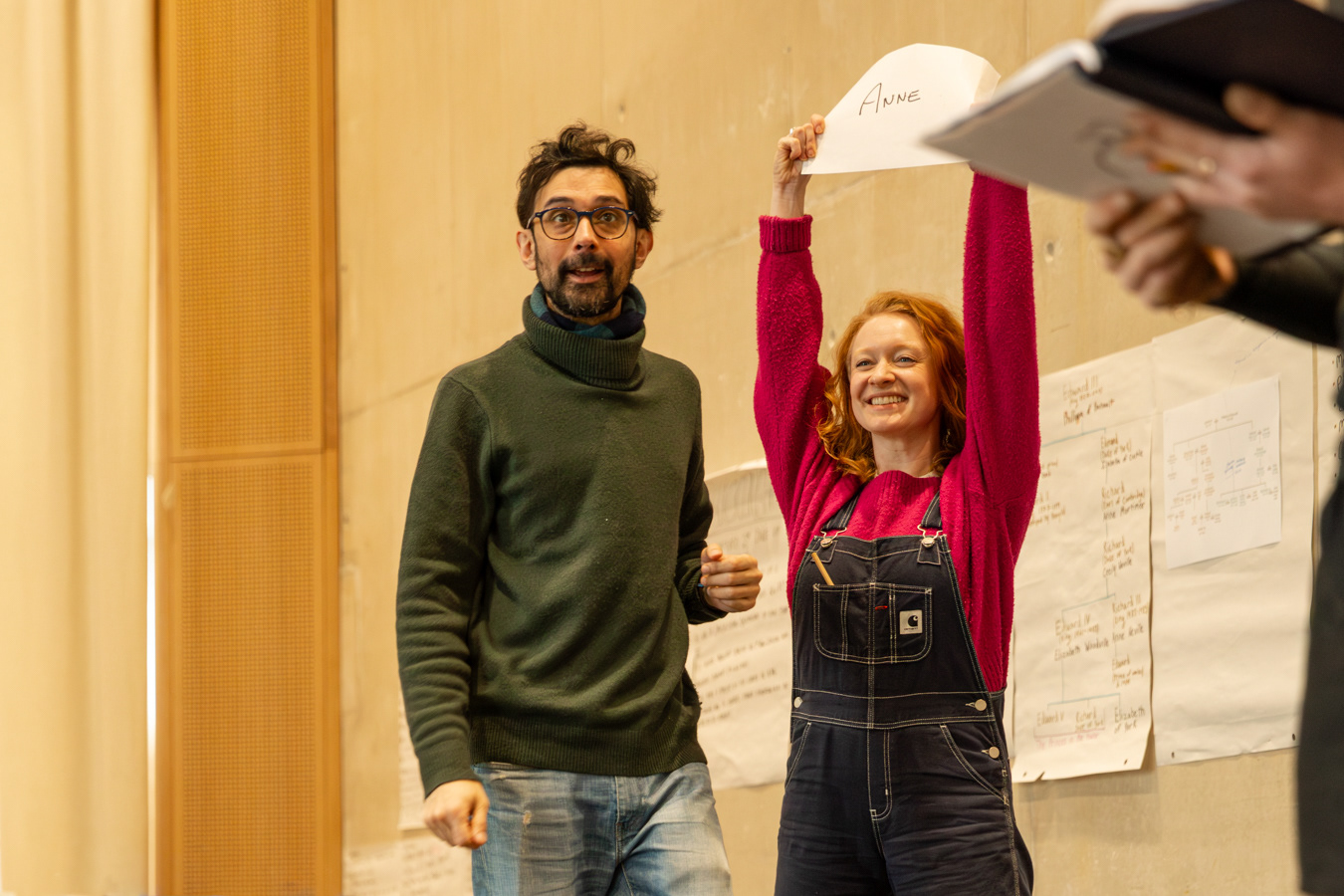 Richard, My Richard rehearsals - Philippa Gregory's debut play at Shakespeare North Playhouse. Co-produced by Shakespeare North Playhouse & Theatre Royal Bury St Edmonds. Directed by Katie Posner.