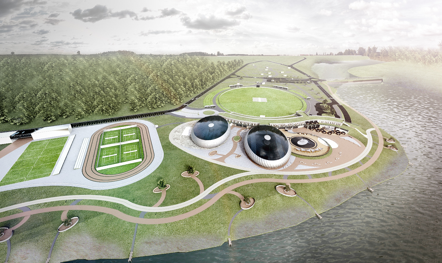 Overall Rendering - showing oina and tennis fields