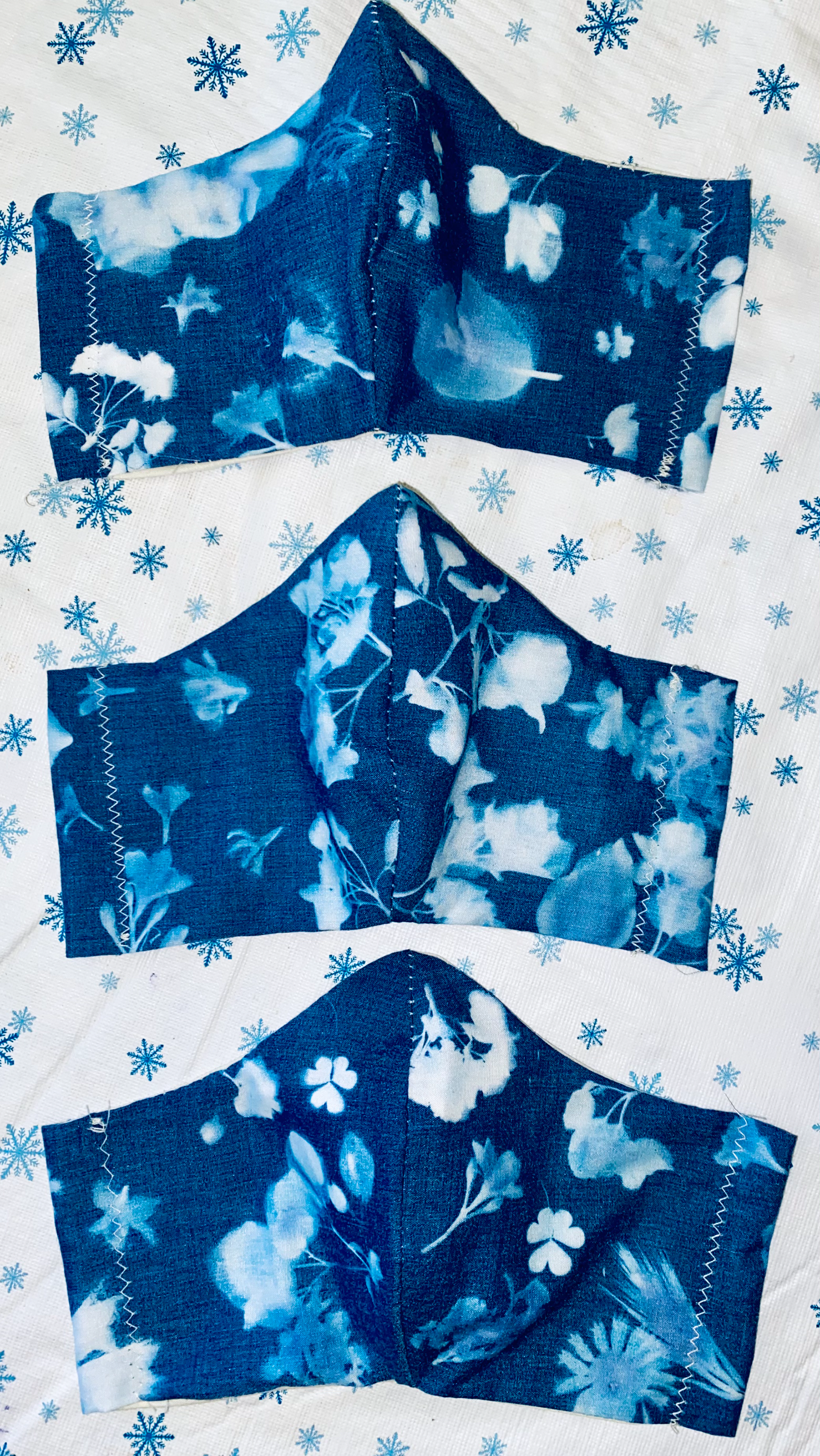 Cyanotype on Fabric, Face Masks  