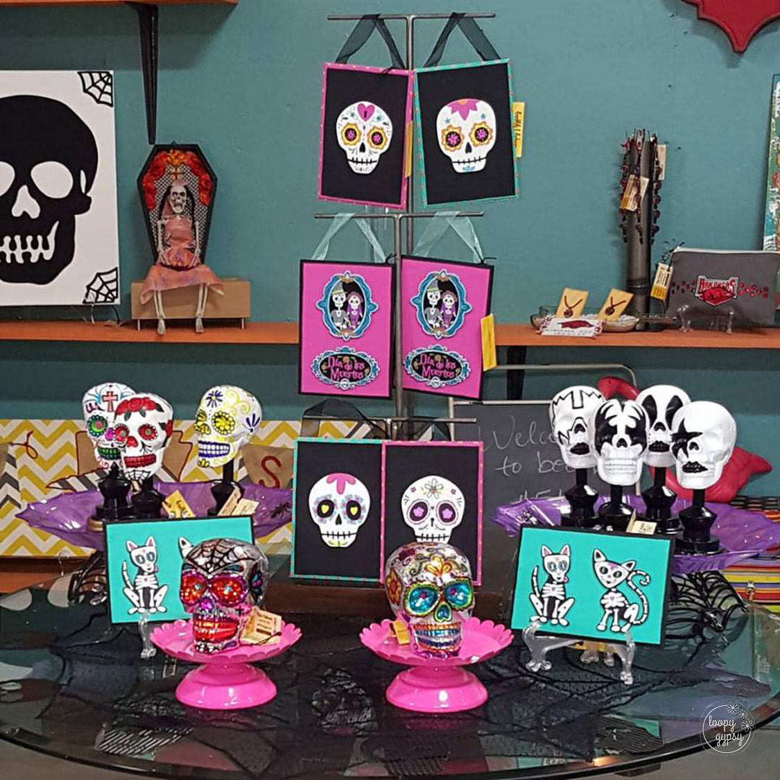 Mixture of Crafted Day of the Dead/Halloween Items