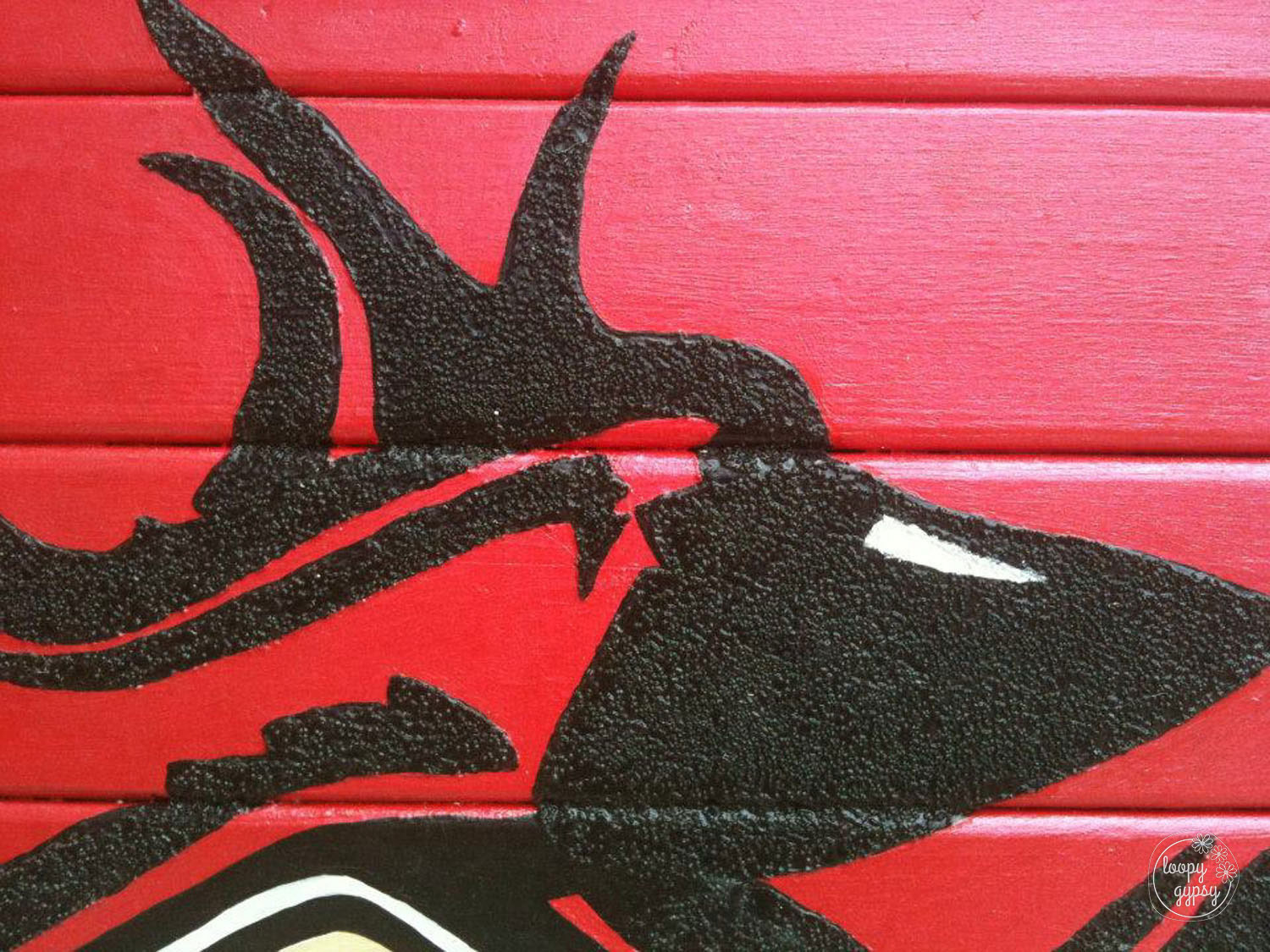 Hand Painted & Textured Picnic Table (close up)