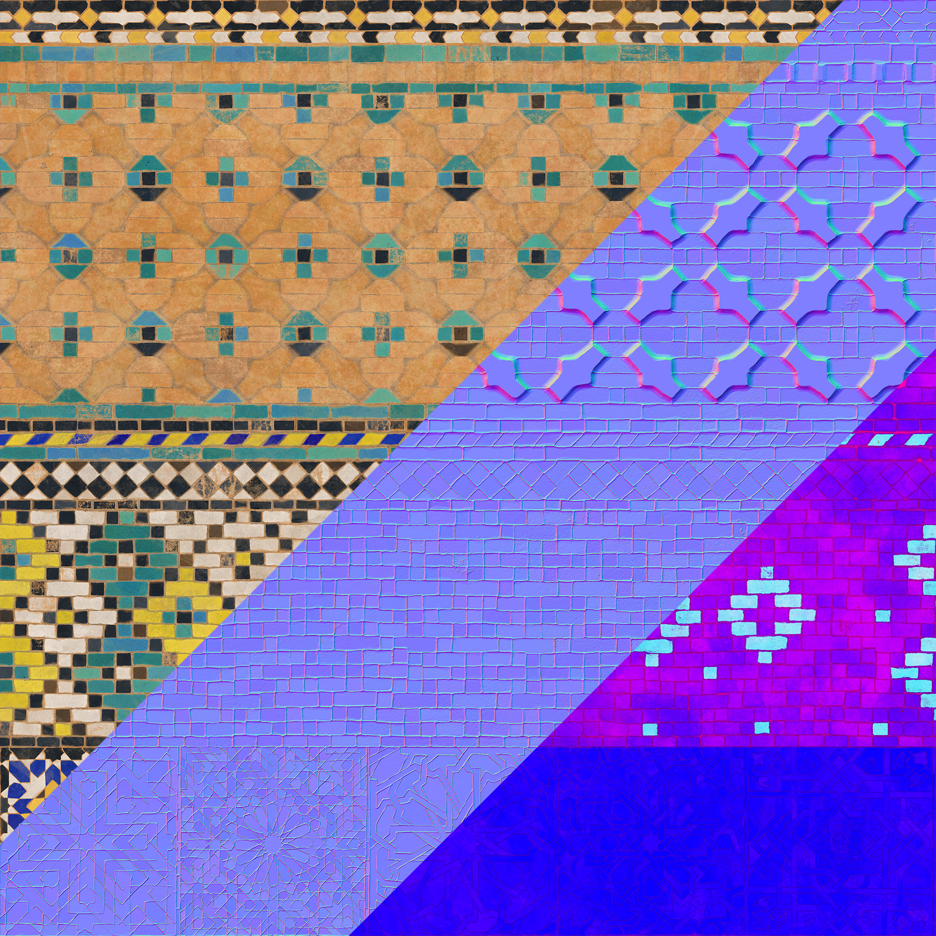 Albedo / Normal / RMA (Roughness - Metallic - AO)