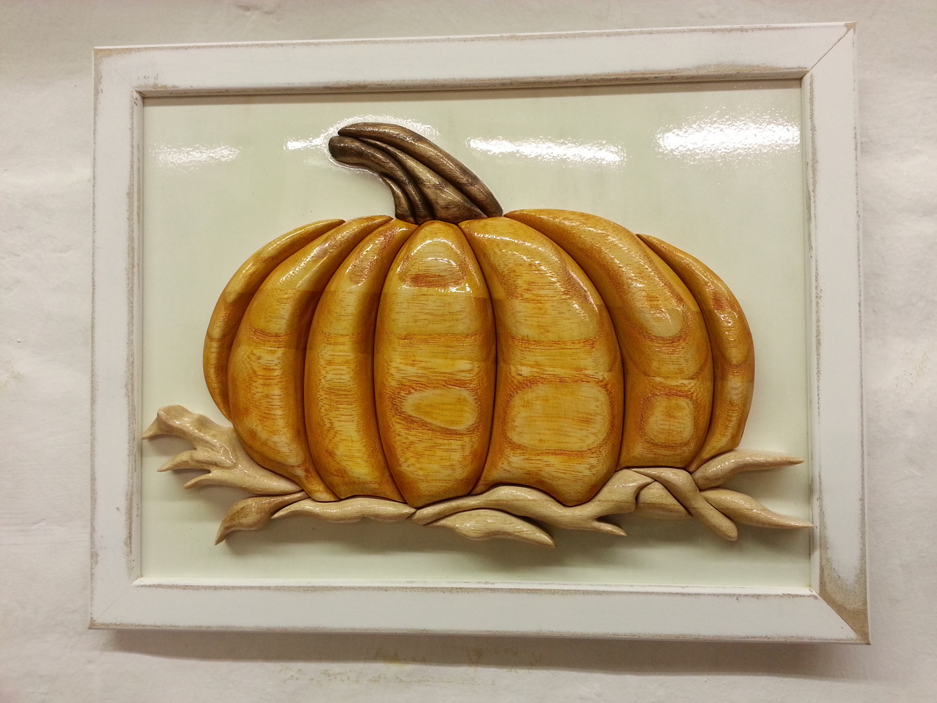 3D Hoilzbild Kürbis in Intarsien-Technik