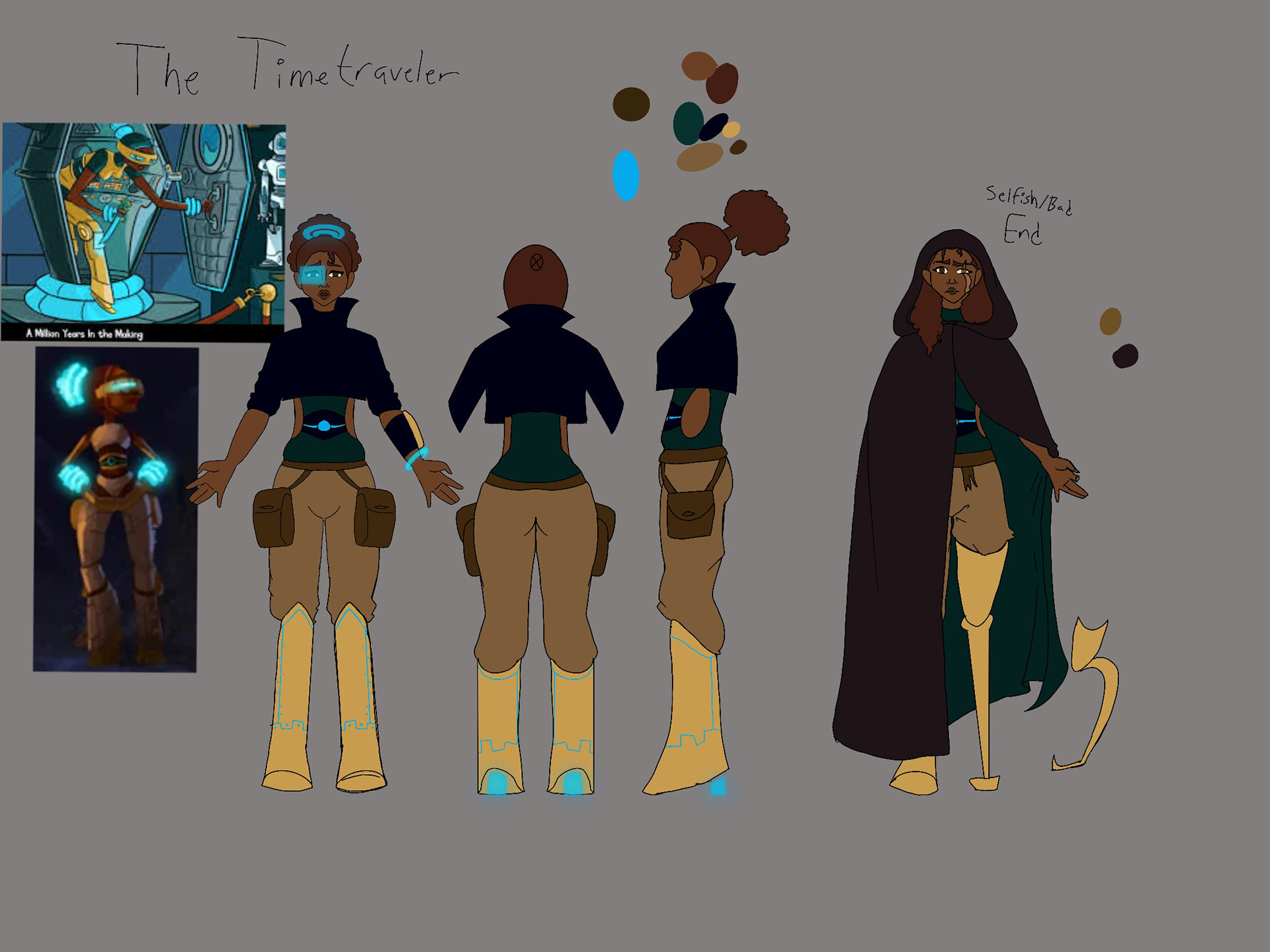 (Re)Imagine | Comm Design & Visual Persn | This Project was meant for us to redesign a character or brand that we felt could be more cohesive. I chose to redesign The Time Traveler from The Cave. | Feb 18, 2025