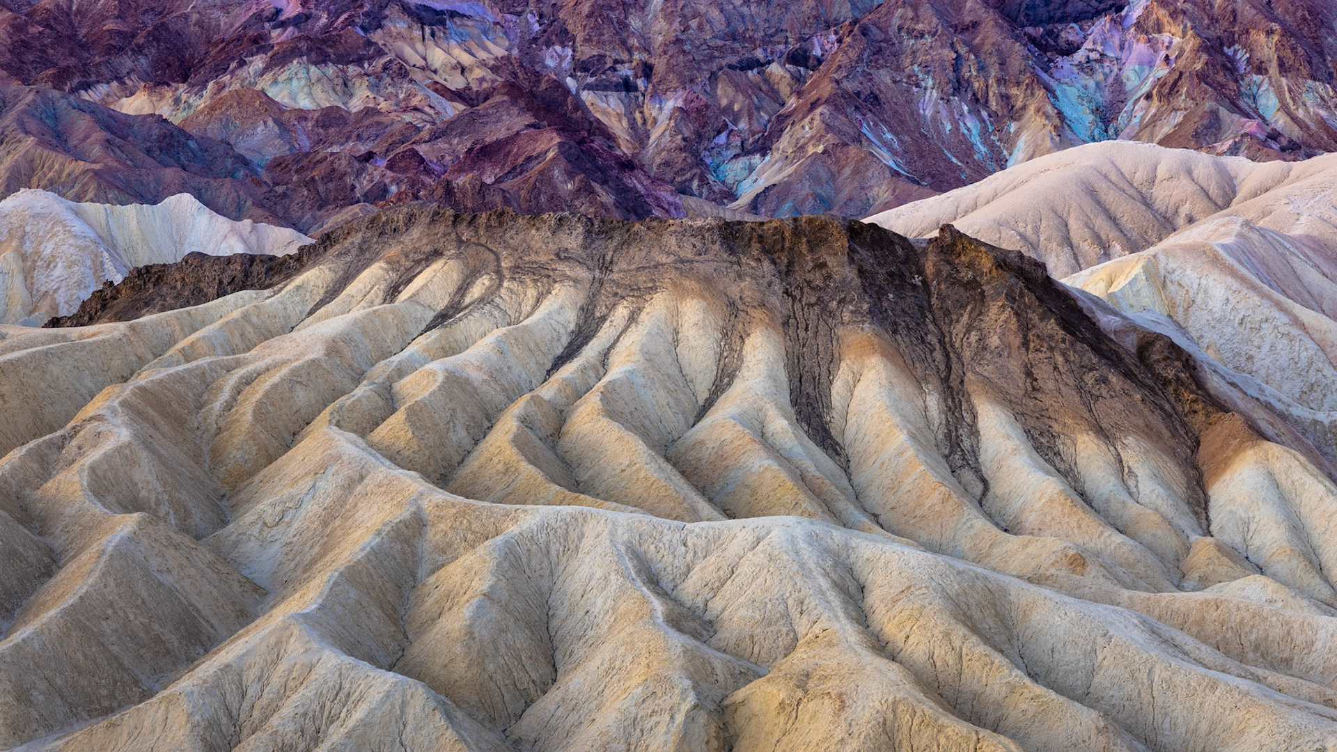 Zabriskie Point; lava capping Furnace Creek Badlands formation