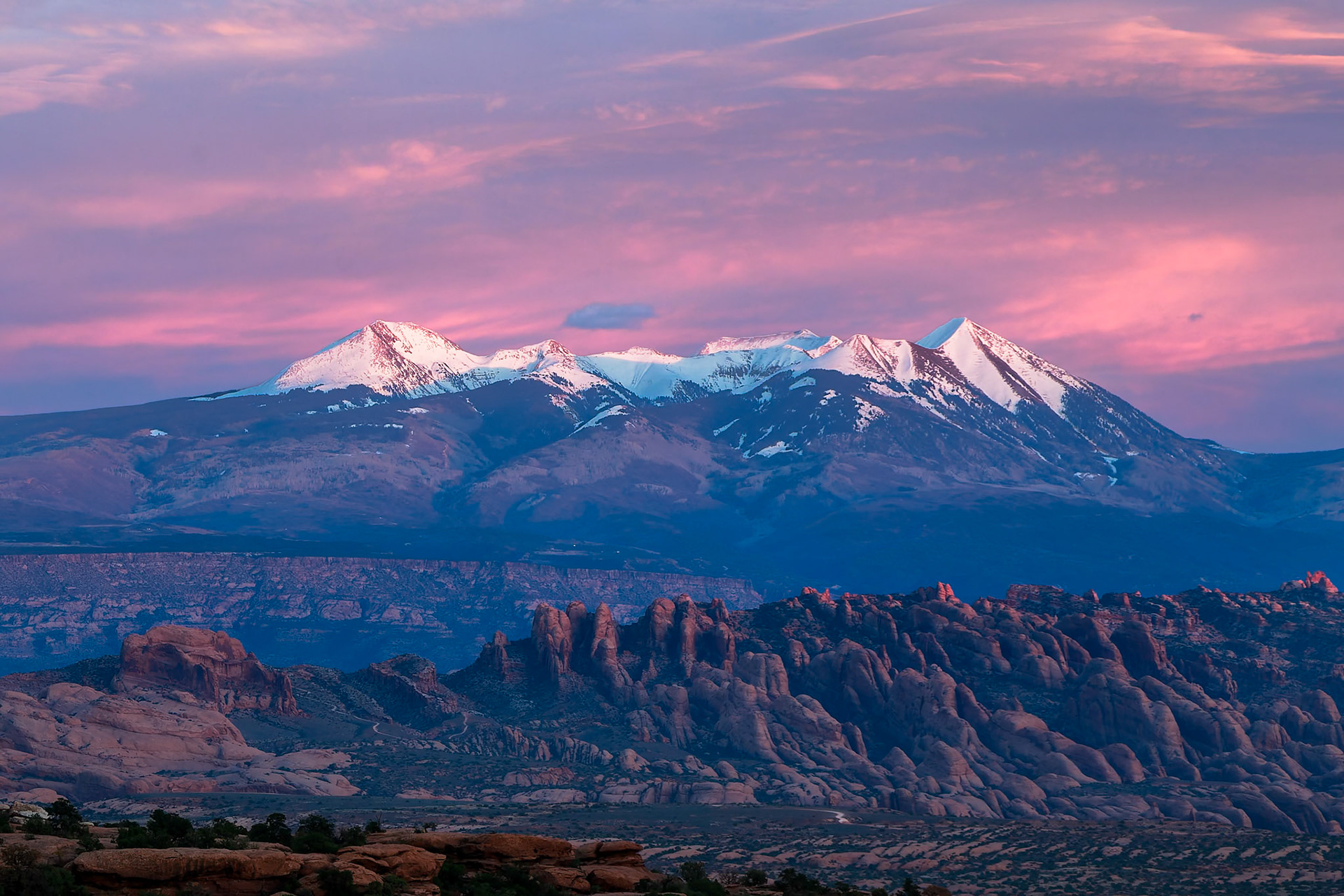 La Sal Mountains from Gemini Bridges, Moab