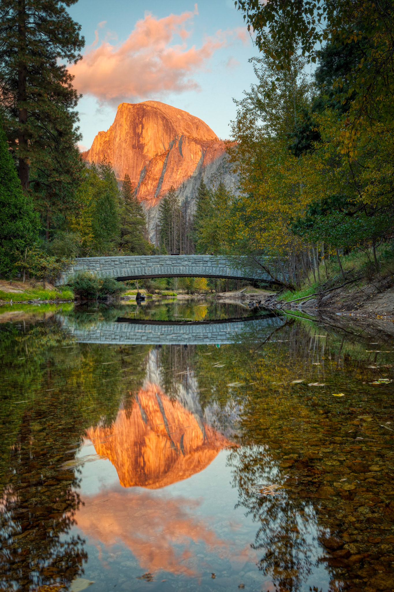 Sentinal Bridge and Half Dome at sunset, Oct 2019