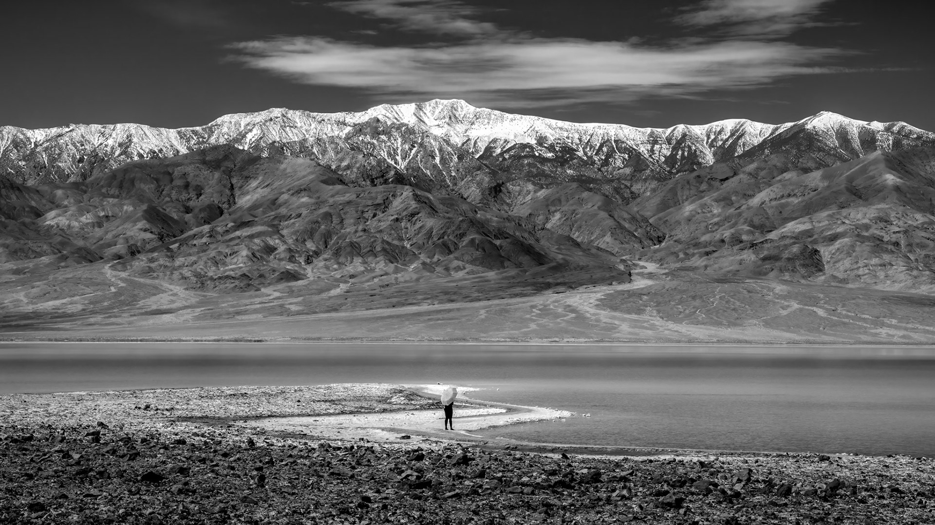 Badwater Basin and Lake Manly with the Panamint Range and Telescope Peak